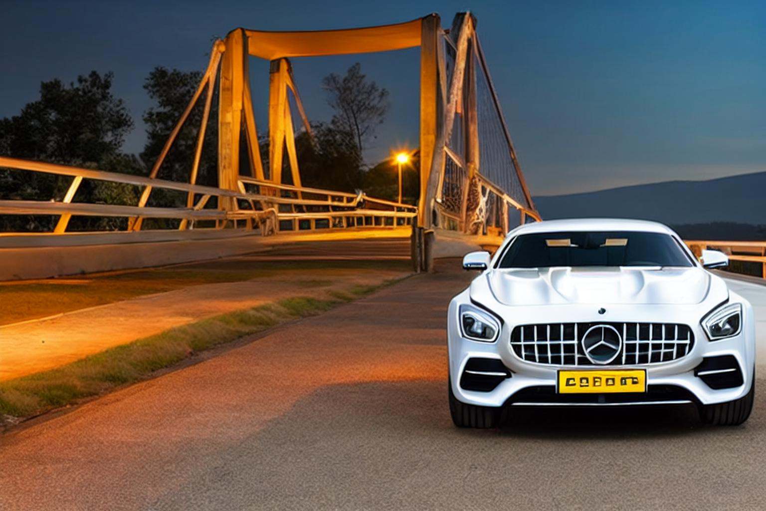 amggt,white car,no humans,<lora:amggt_20240204173611-000003:0.8>,front view,(bridge:1.2),night sky, 