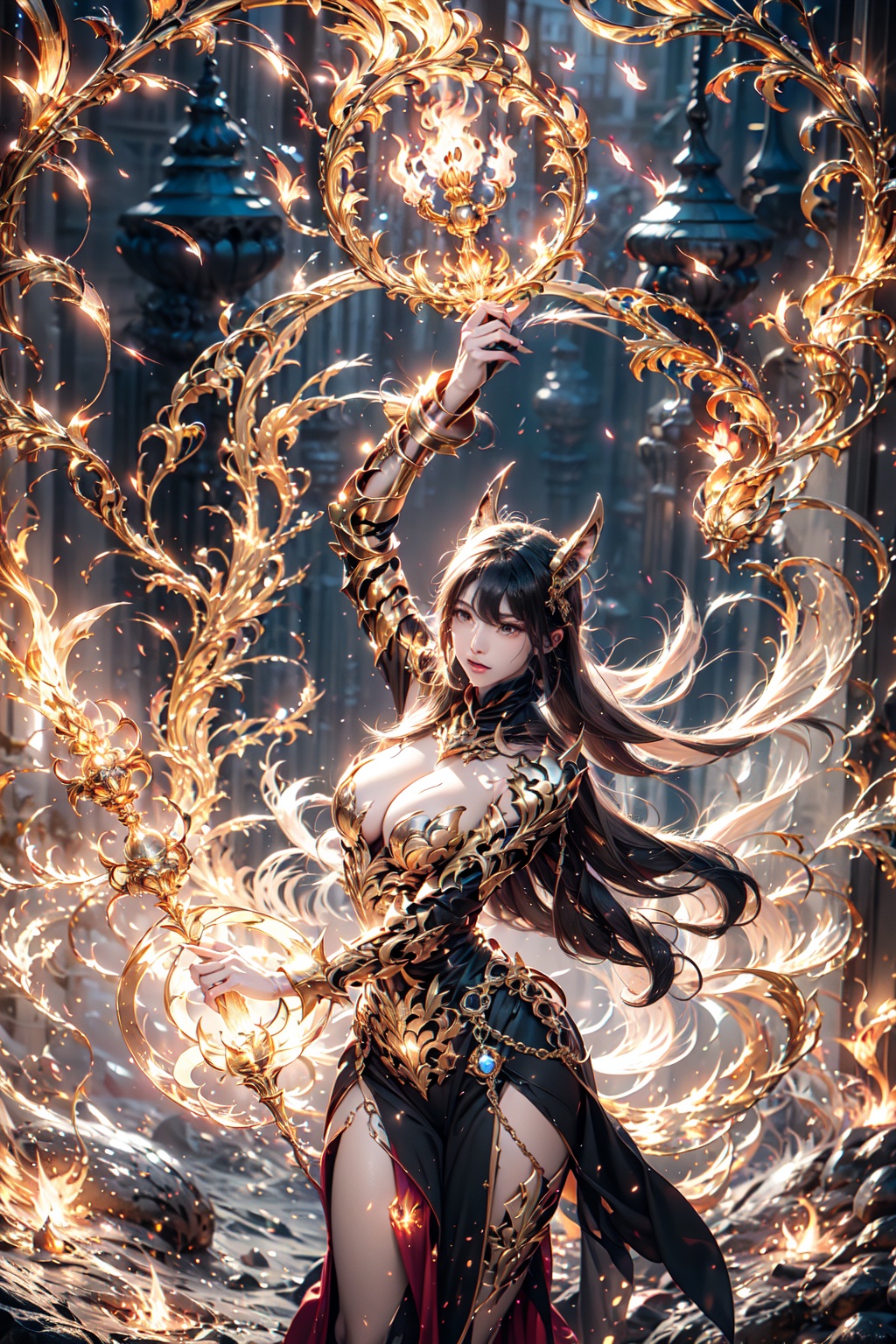 Mage,  Fires huge magic light,  Magical Kingdom on Tensor.Art