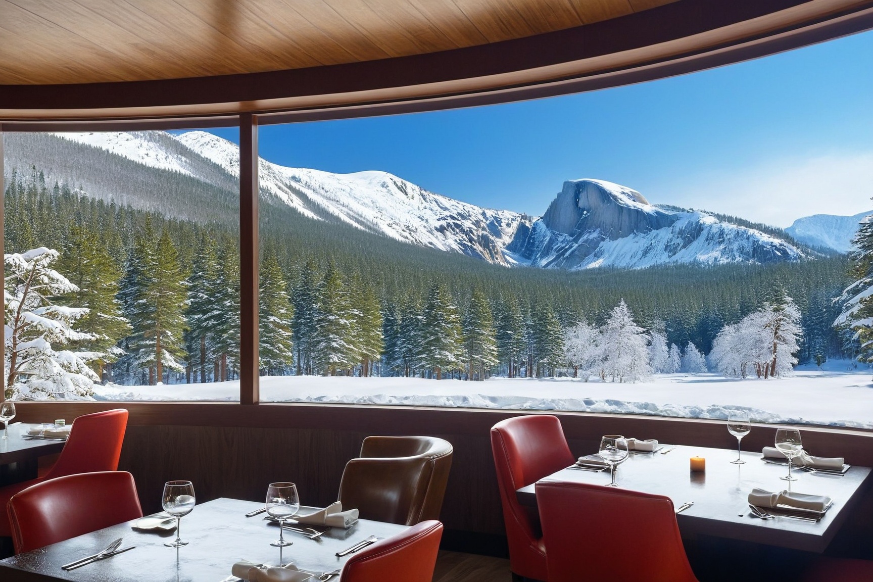 ((Hyper-Realistic)) photo of a modern stylish restaurant of resort center,  indoors,  modern style restaurant on Tensor.Art
