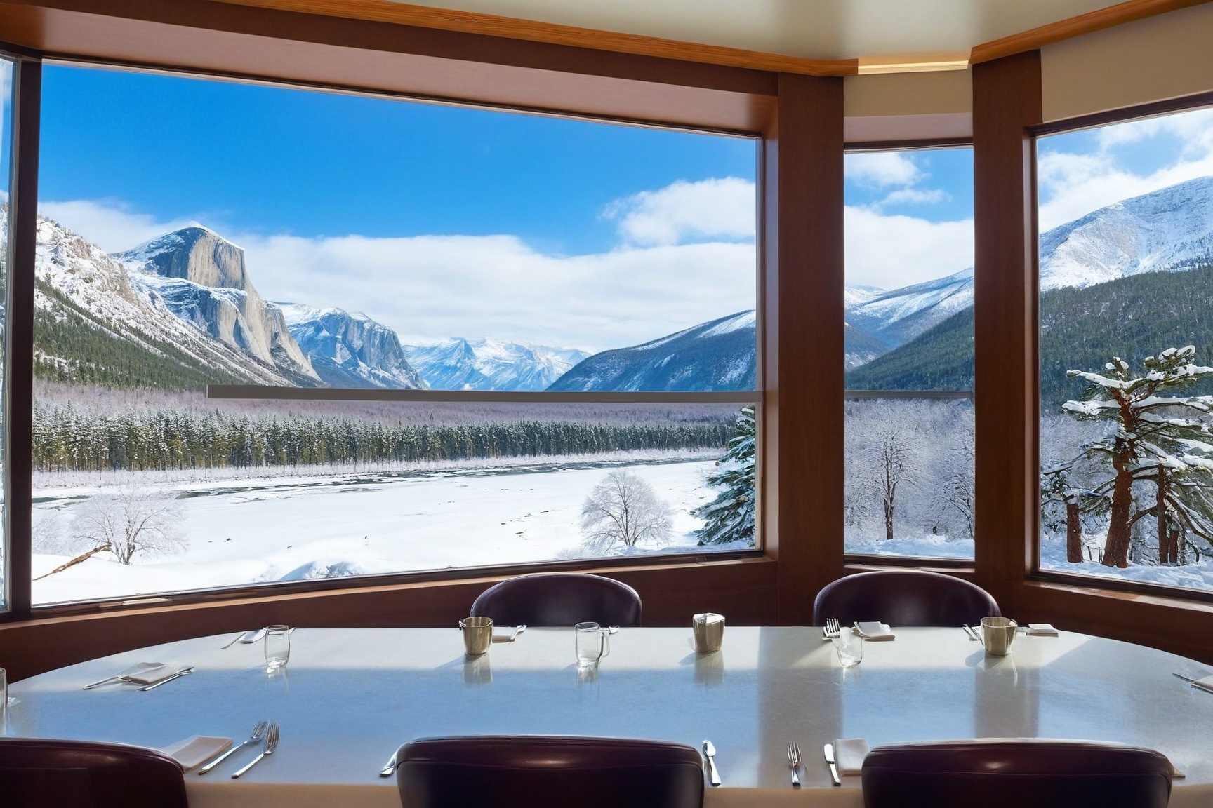 ((Hyper-Realistic)) photo of a modern stylish restaurant of resort center,  indoors,  modern style restaurant on Tensor.Art