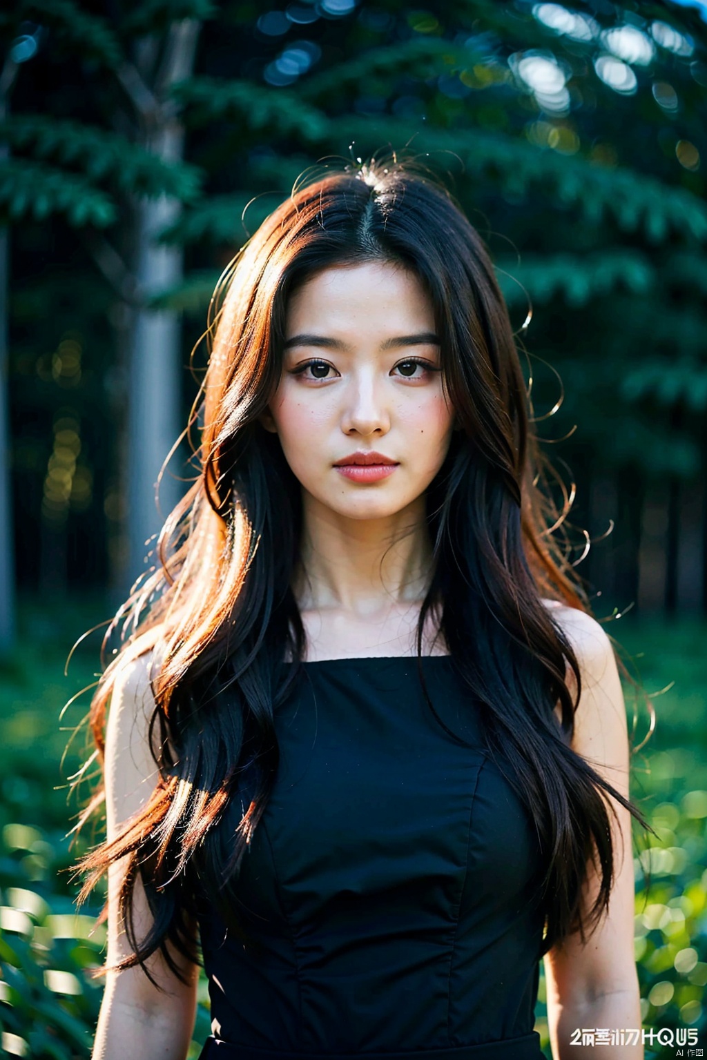(masterpiece,best quality:1.5), ultra realistic,1girl, long hair, straight hair, portrait, mysterious forest, firefly, bokeh, mysterious, night, sky, cloud,