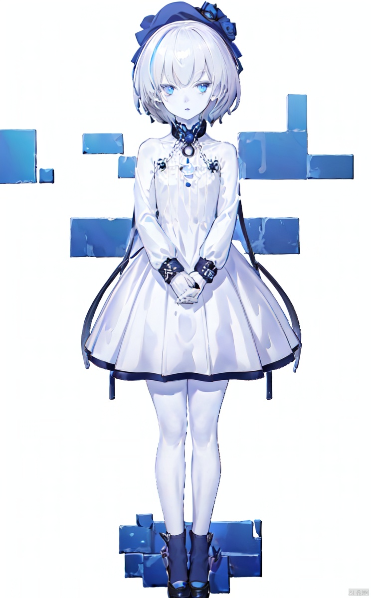  TB,(Masterpiece:1.2,highquality), 372089,1girl,(little_girl:1.2),loli,kawaii,pale_skin,(petite:1.1),bright_pupils,blue eyes,short hair,full_shot,(white_background:1.2),gothic_lolita,dress