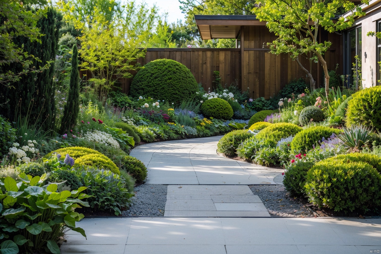  masterpiece,best quality,modern villa courtyard landscape design,luxuriant plant,freshflower,