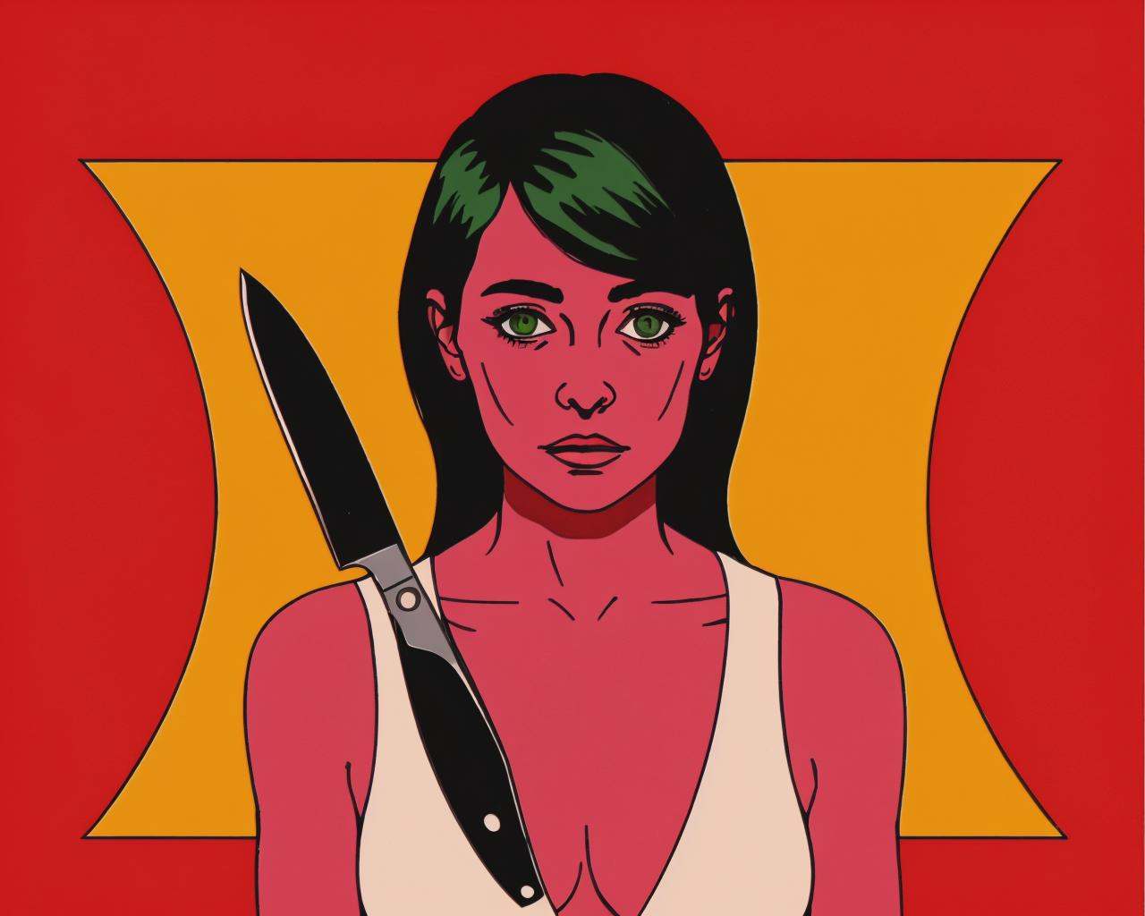 a painting of a woman holding a knife,  wake_up on Tensor.Art