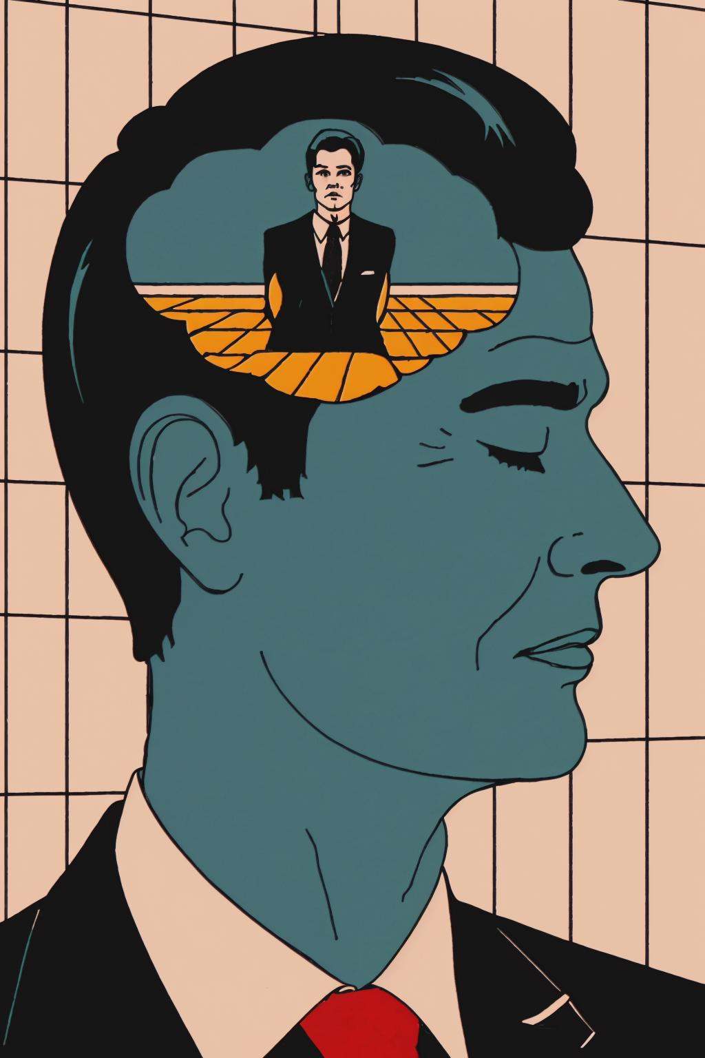 a man in a suit and tie poses for a picture from the side,  closed eyes,  ( wake_up ) on Tensor.Art