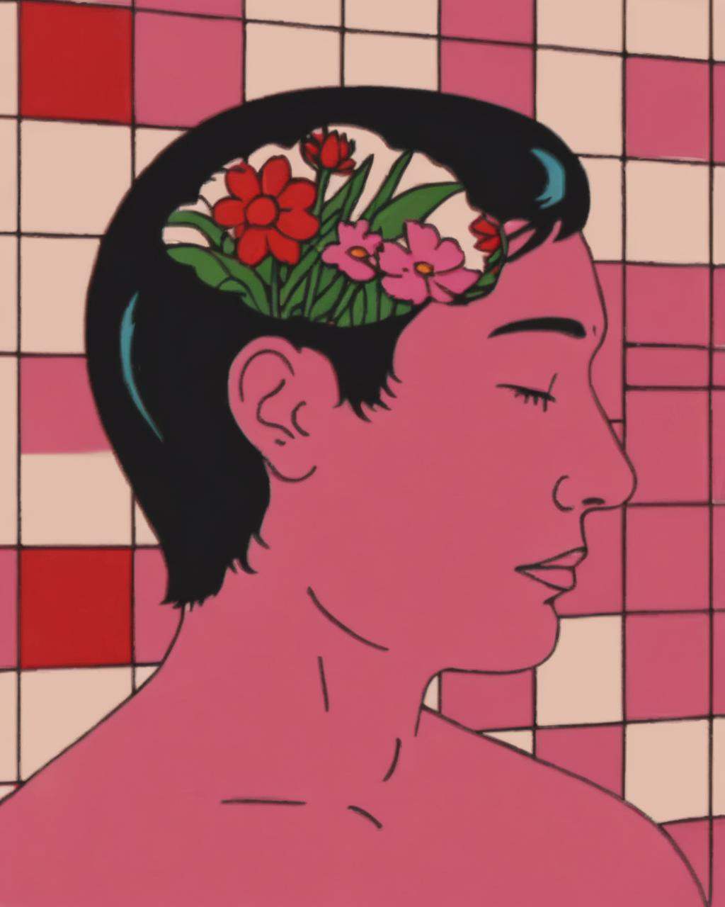 a man with a flower in his head ,  1girl,  solo on Tensor.Art