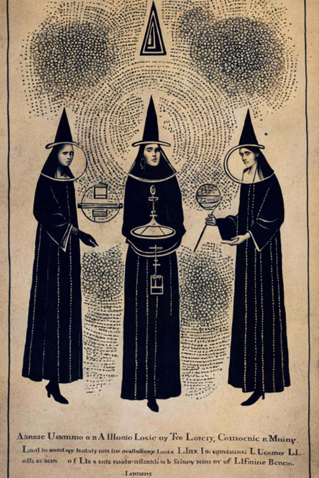 a drawing of a man in a black robe and a black hat ,  alchemy ,  esoteric art on Tensor.Art