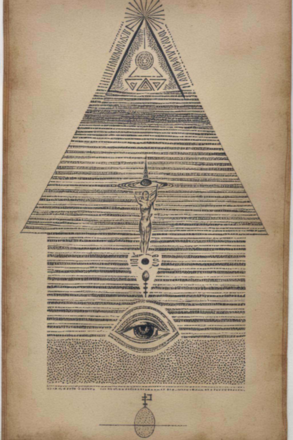 a drawing of a man with a pyramid on his head ,  alchemy ,  esoteric art on Tensor.Art