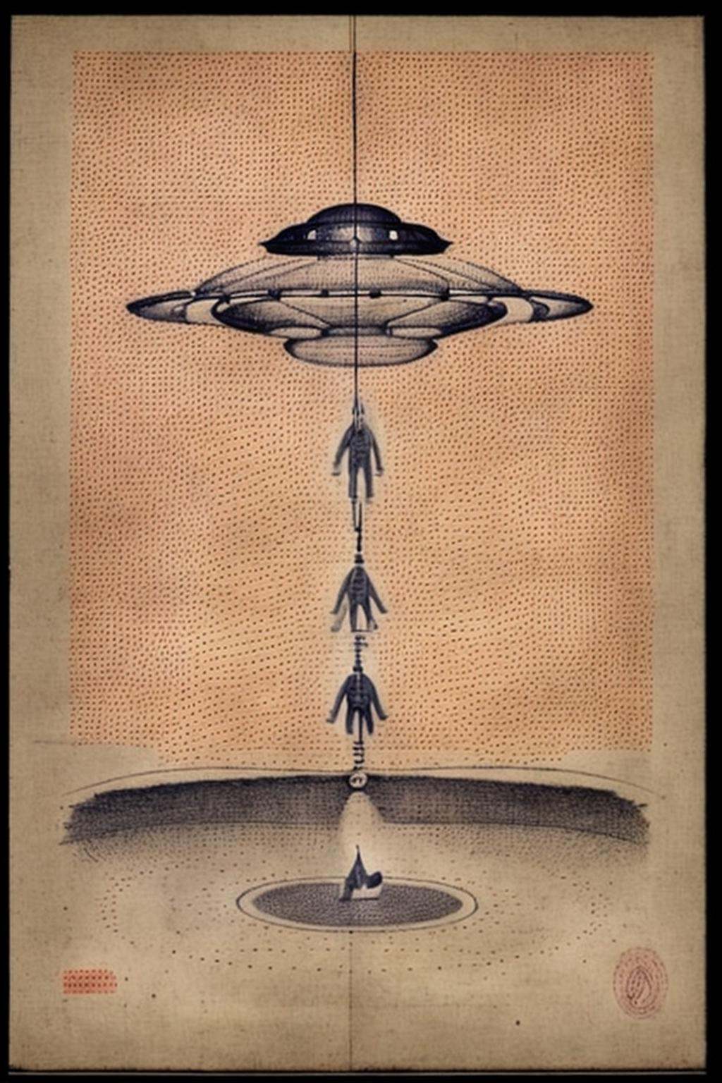 a drawing of a man in a flying saucer on Tensor.Art