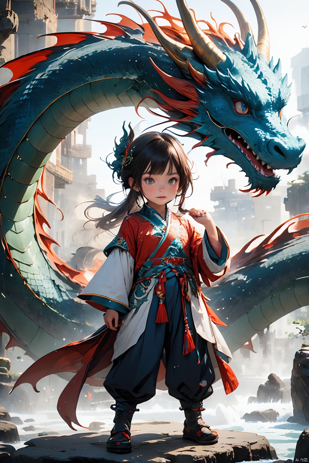  1boy, dragon,materpiece, highly detailed, 8K, dragon girl