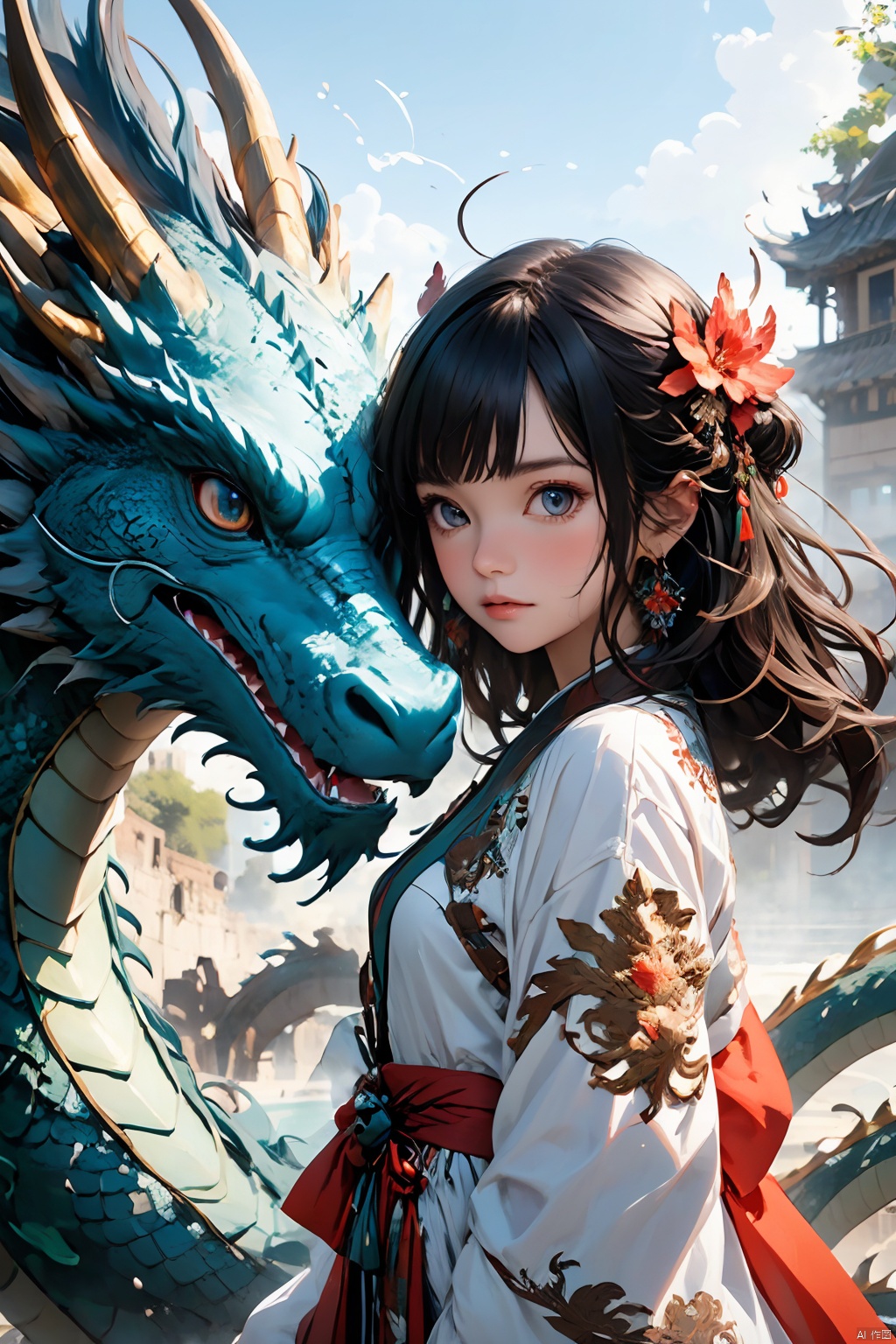  1boy, dragon,materpiece, highly detailed, 8K, dragon girl