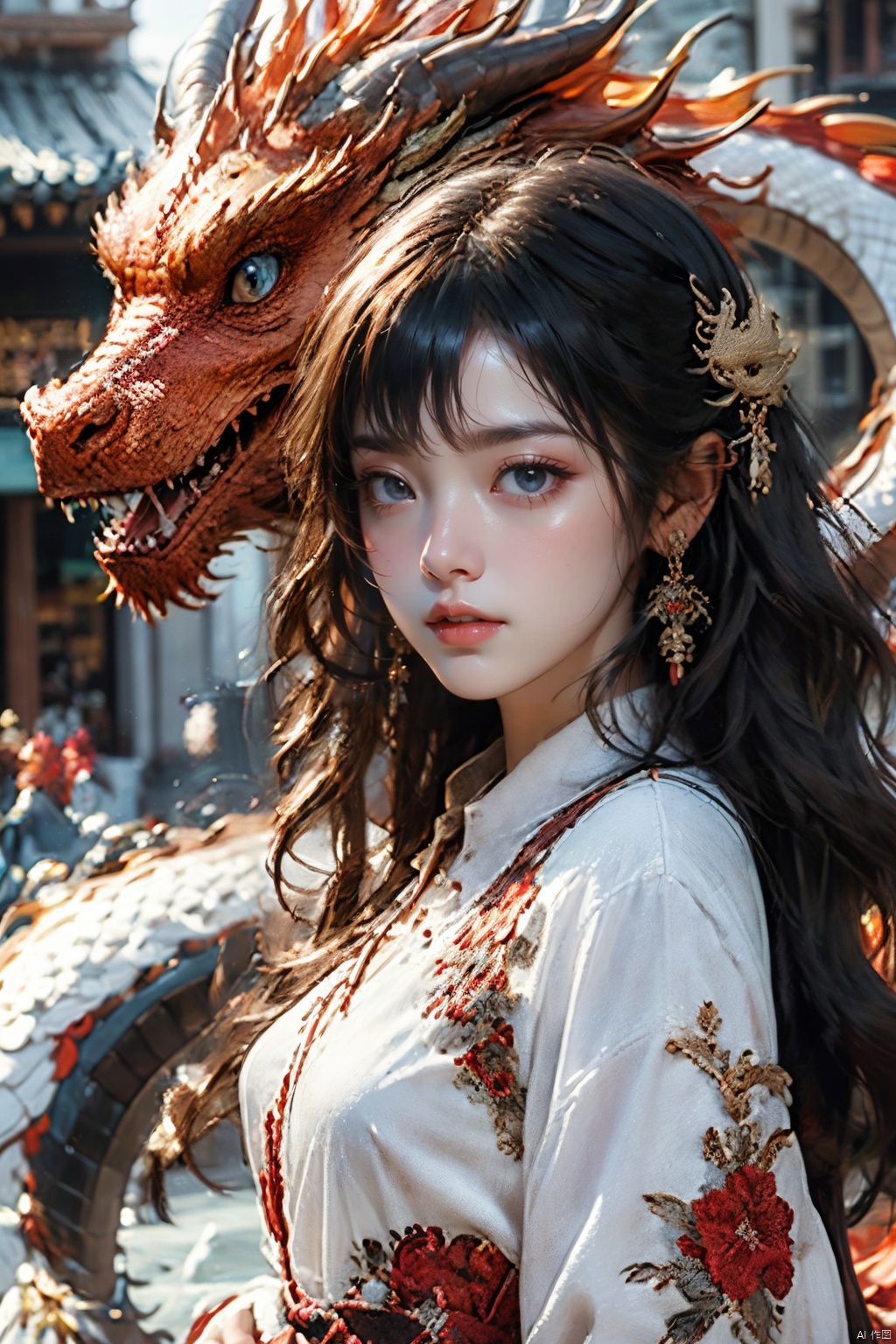  1girl, dragon,materpiece, highly detailed, 8K, dragon girl