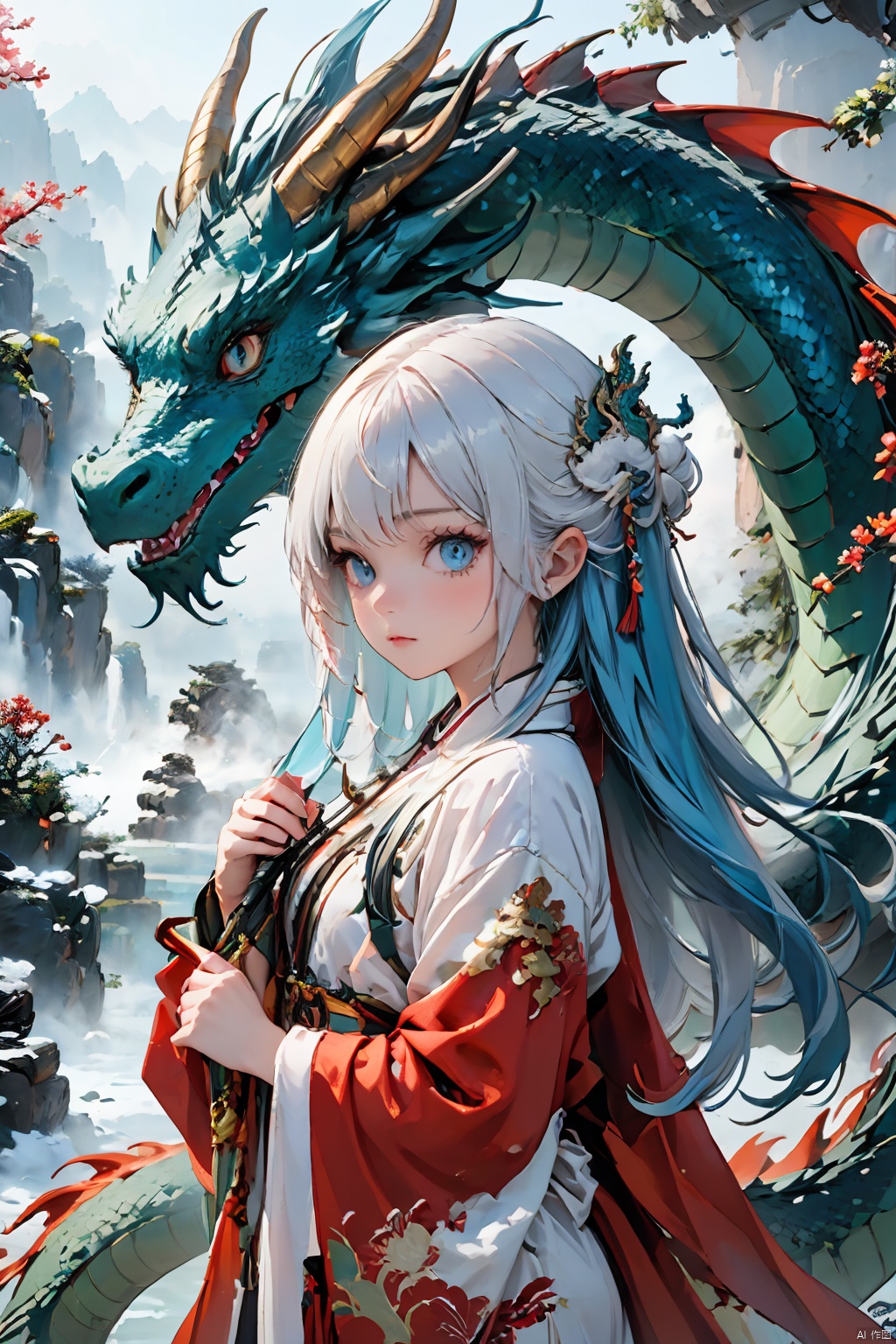  1girl, dragon,materpiece, highly detailed, 8K, dragon girl