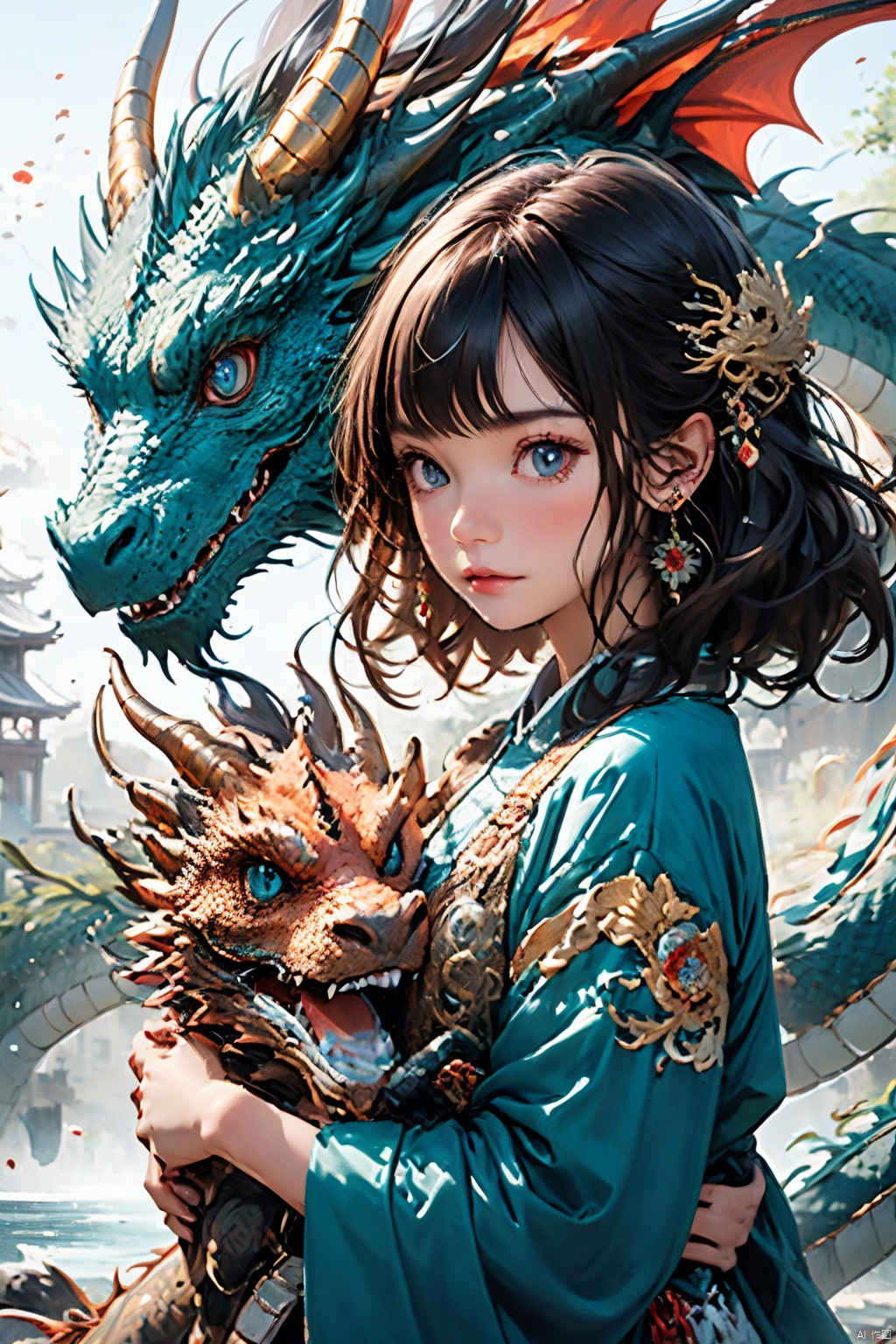  1boy, dragon,materpiece, highly detailed, 8K, dragon girl