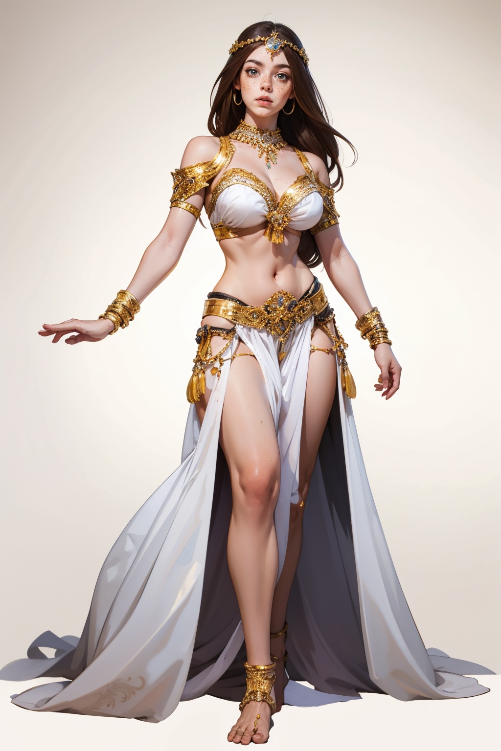 3gypt1anb3llyD, standing, full body, barefoot, midriff, dancer, white belly dancer,<lora:3gypt1anb3llyD:0.7> <lora:age_slider_v20:1> <lora:detail_slider_v4:1>  <lora:Fr3ckles:0.7> Fr3ckles, freckles, long hair, ginger hair, white background,  <lora:weight_slider_v2:0.7>