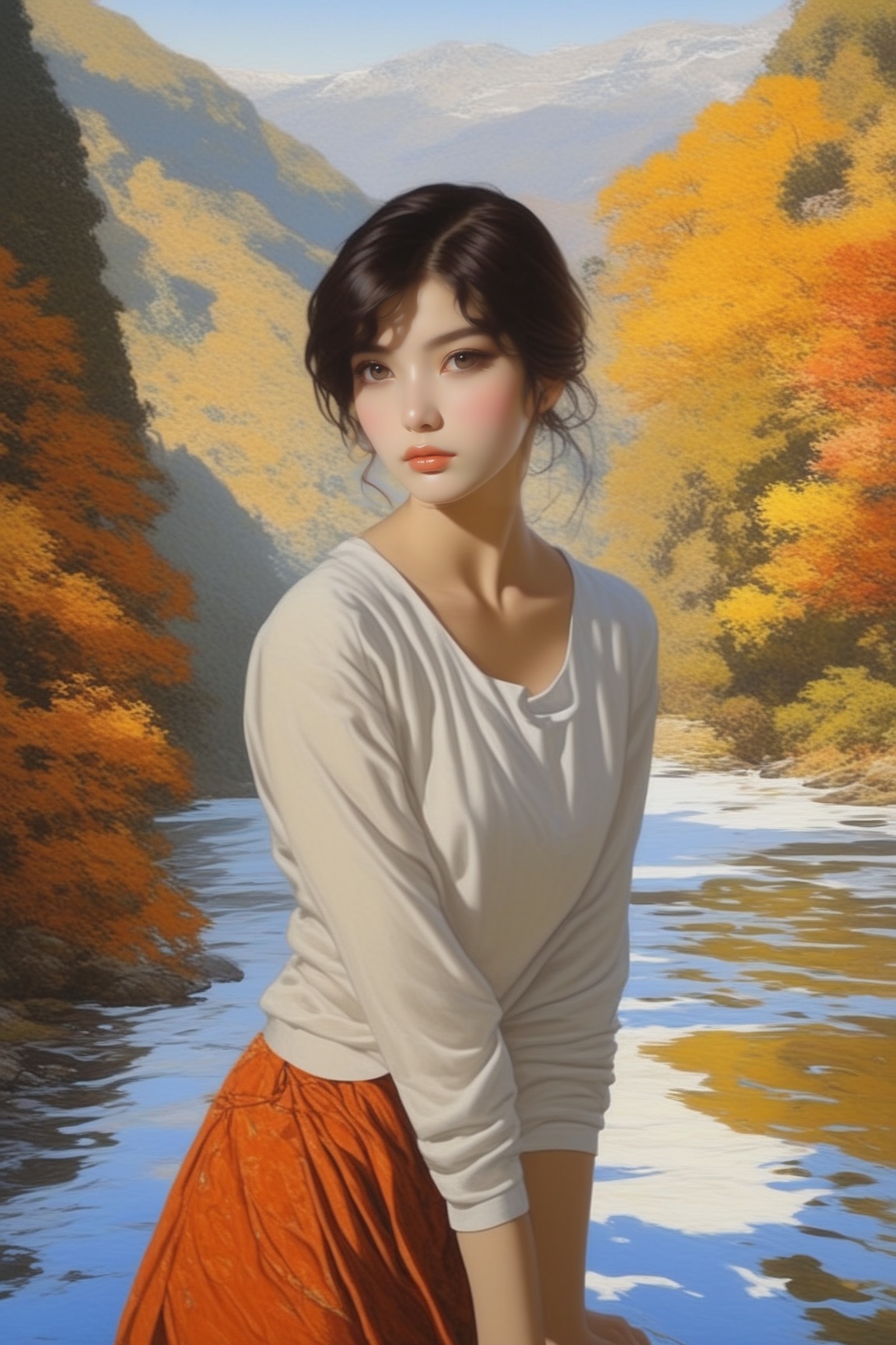 ((Hyper-Realistic)) photo of a beautiful girl standing in a national park,  (Kurosaki Mitoko),  20yo on Tensor.Art