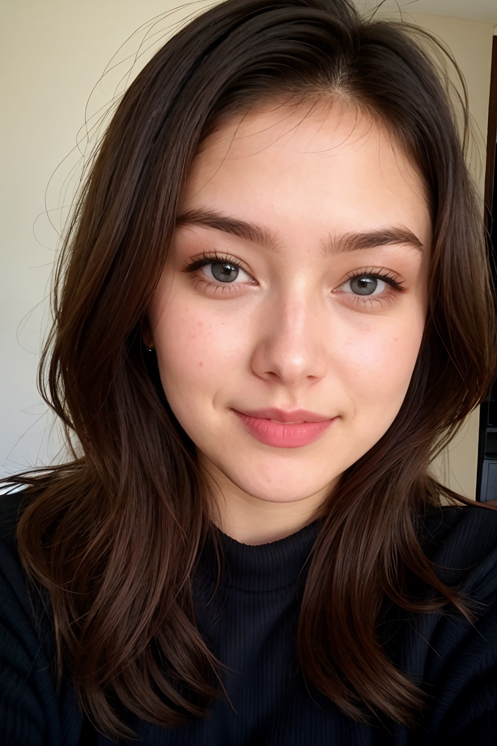 instagram photo,  closeup face photo of 23 y.o Chloe in black sweater,  cleavage on Tensor.Art