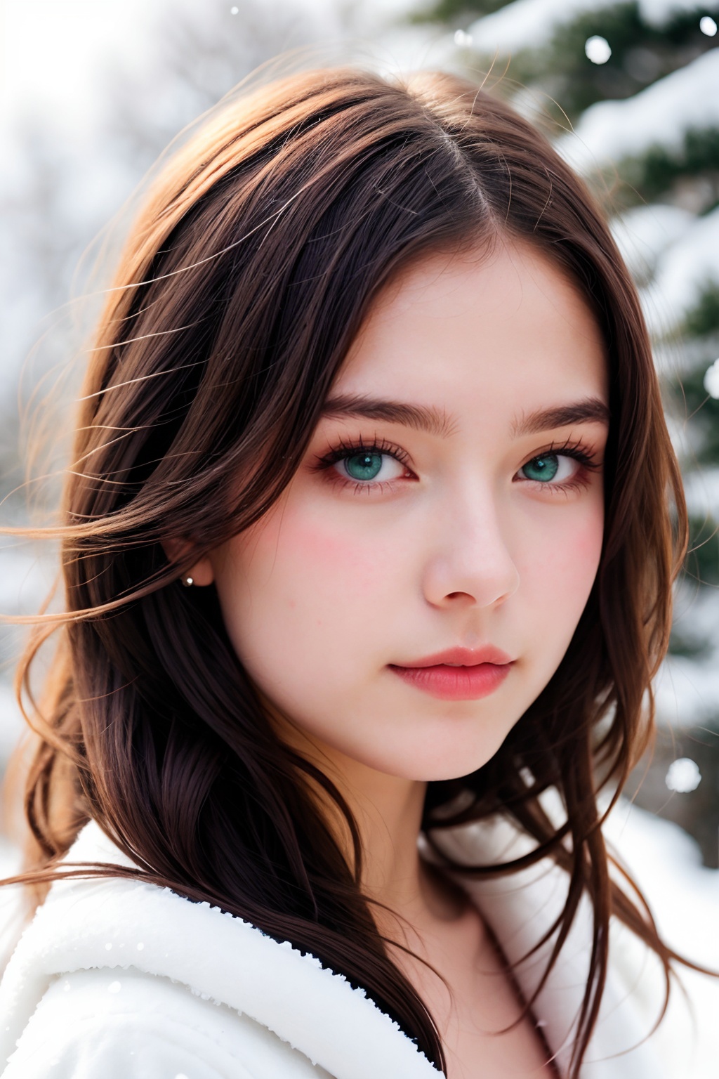 cute girl,  snowflakes,  frost on Tensor.Art