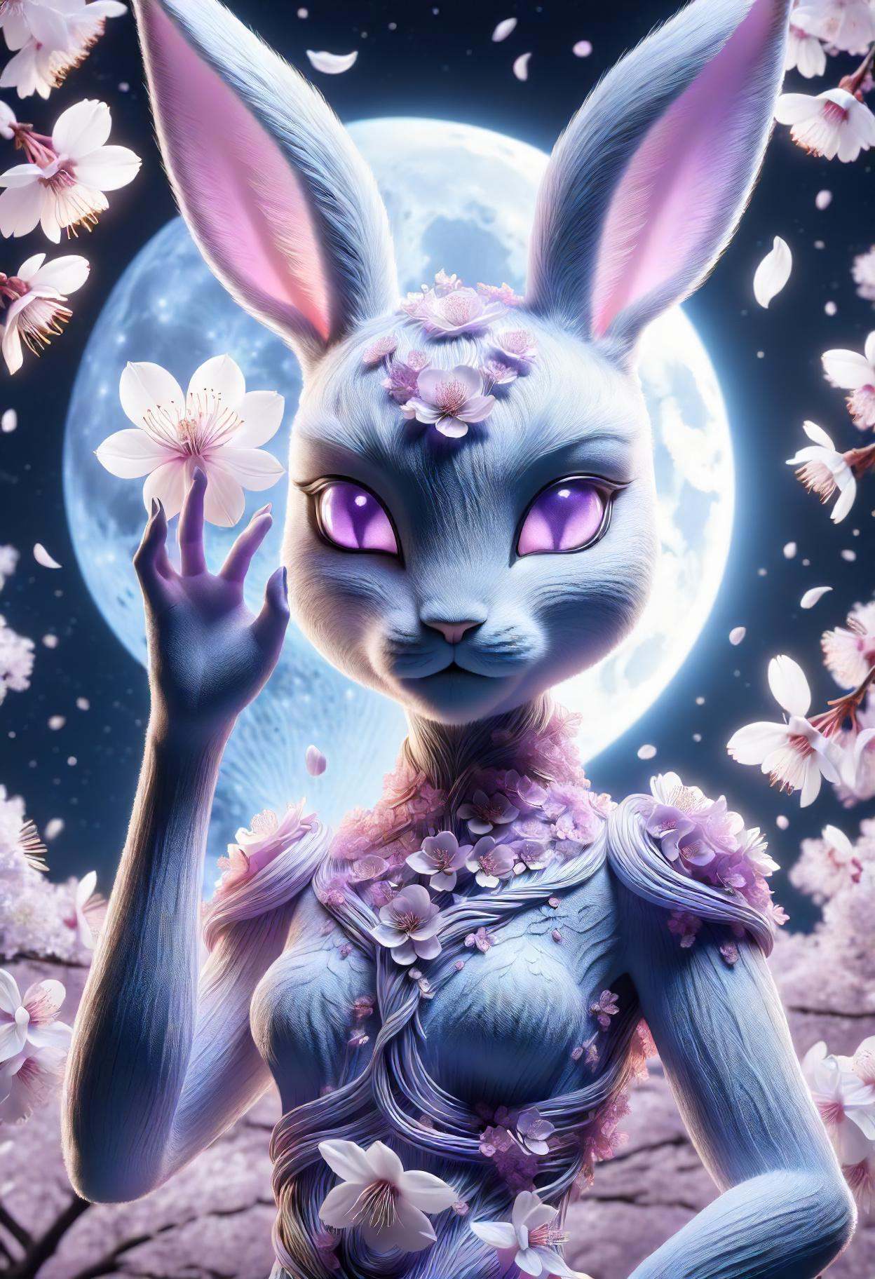 DonMS4kur4XL,  sakura blossoms,  female moon rabbit by DonMischo on Tensor.Art