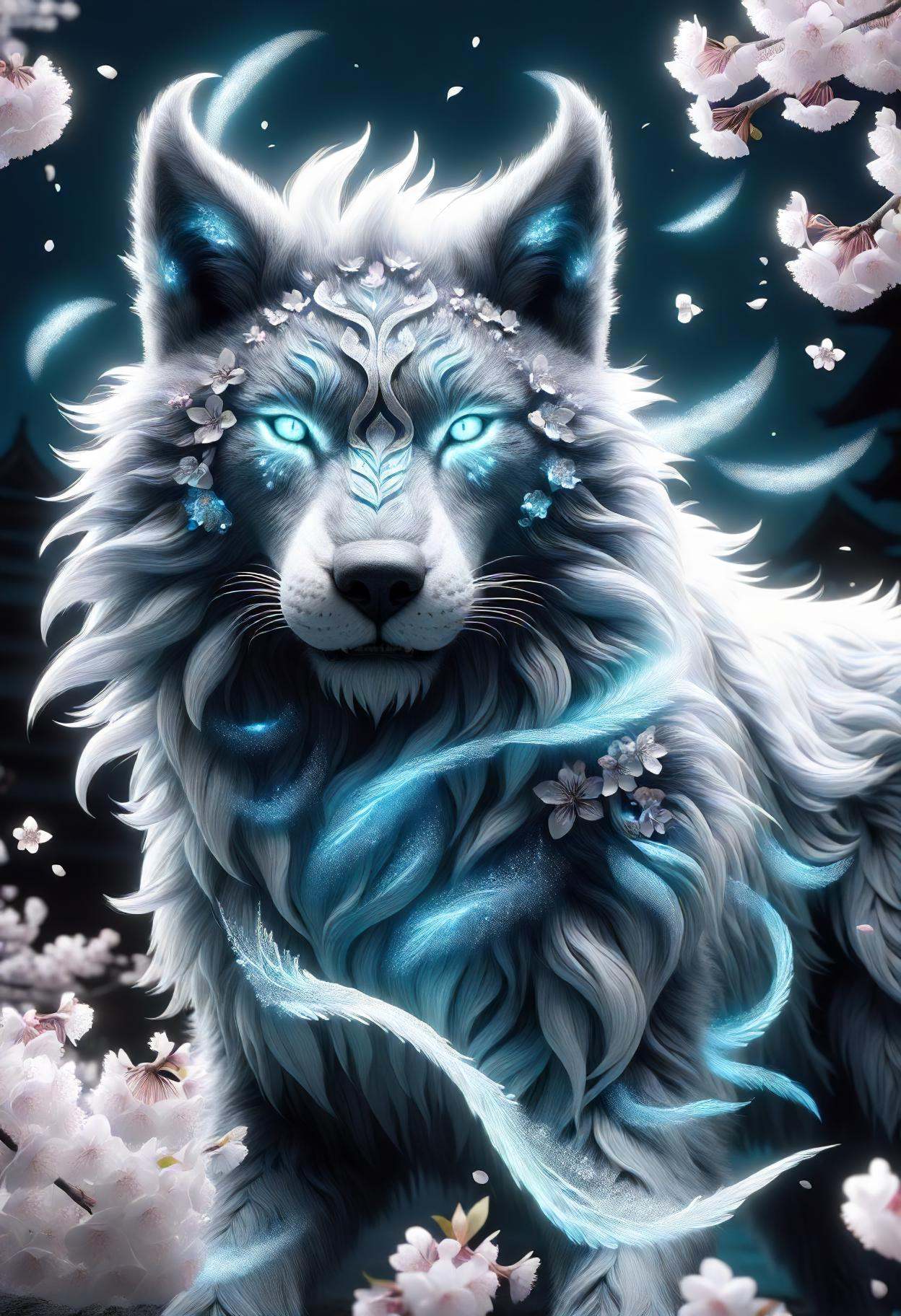 DonMS4kur4XL,  sakura blossoms,  female werewolf by DonMischo on Tensor.Art