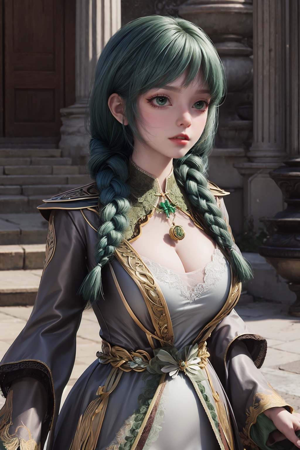 Transparent tulle,  big breasts,  Green hair on Tensor.Art