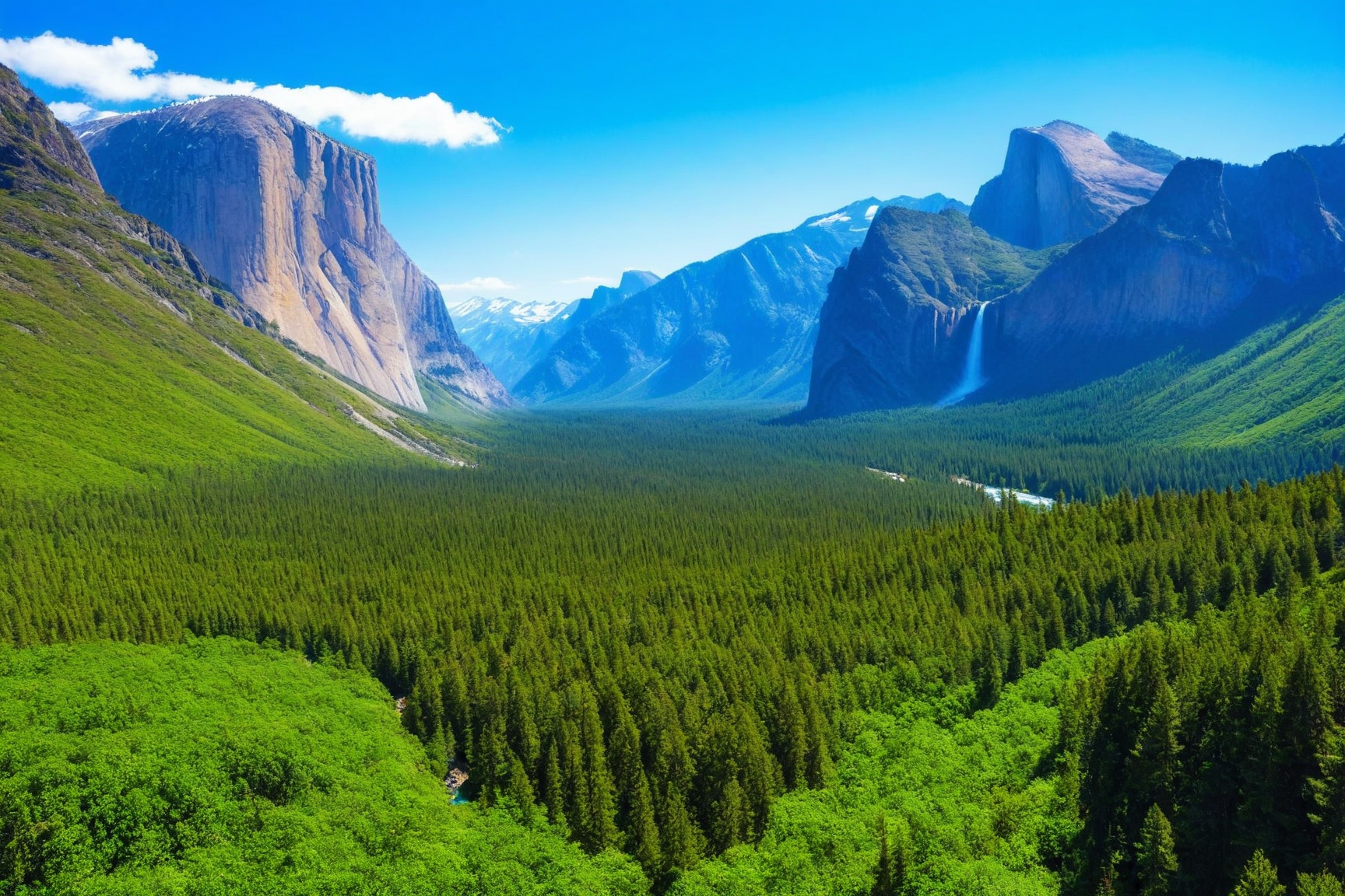 ((Hyper-Realistic)) photo of valley in national park,  valley with mountain and rock,  forest and trees on Tensor.Art