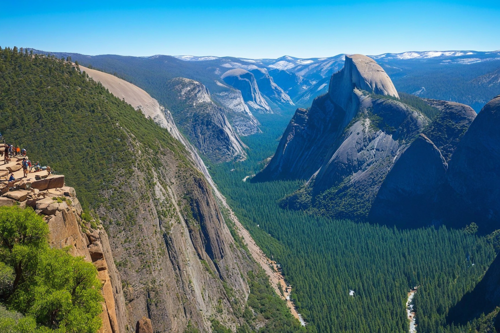 ((Hyper-Realistic)) photo of vista point in national park,  an impressive rock in eye level,  mountain around the rock on...