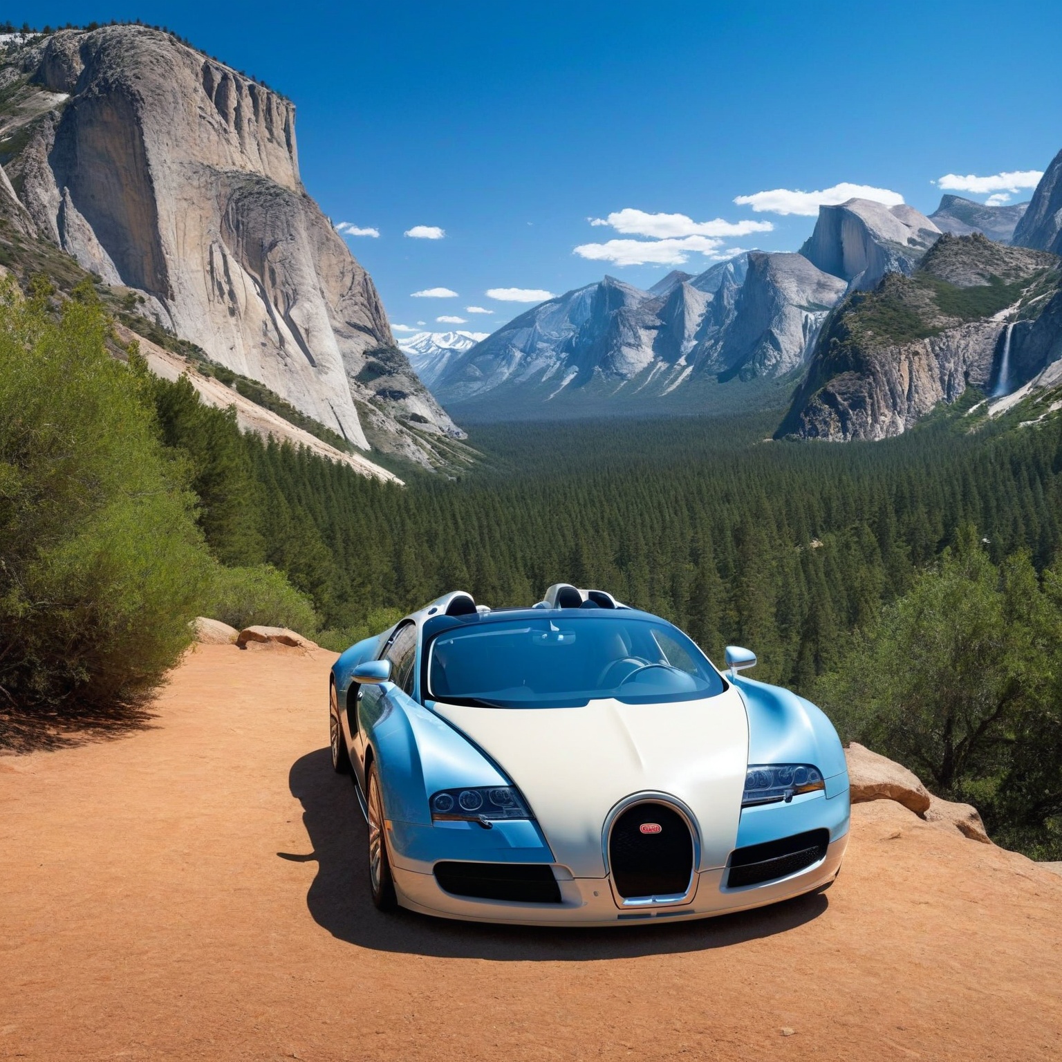 ((Hyper-Realistic)) photo of 1 car \(1999 Bugatti Veyron EB 16.4 designed by Walter de Silva\) parked,  Front side view,...