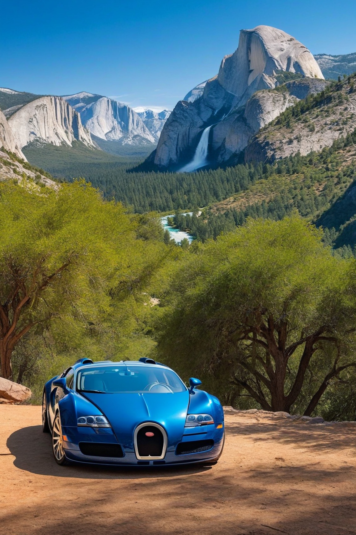 ((Hyper-Realistic)) photo of 1 car \(1999 Bugatti Veyron EB 16.4 designed by Walter de Silva\) parked,  Front side view,...