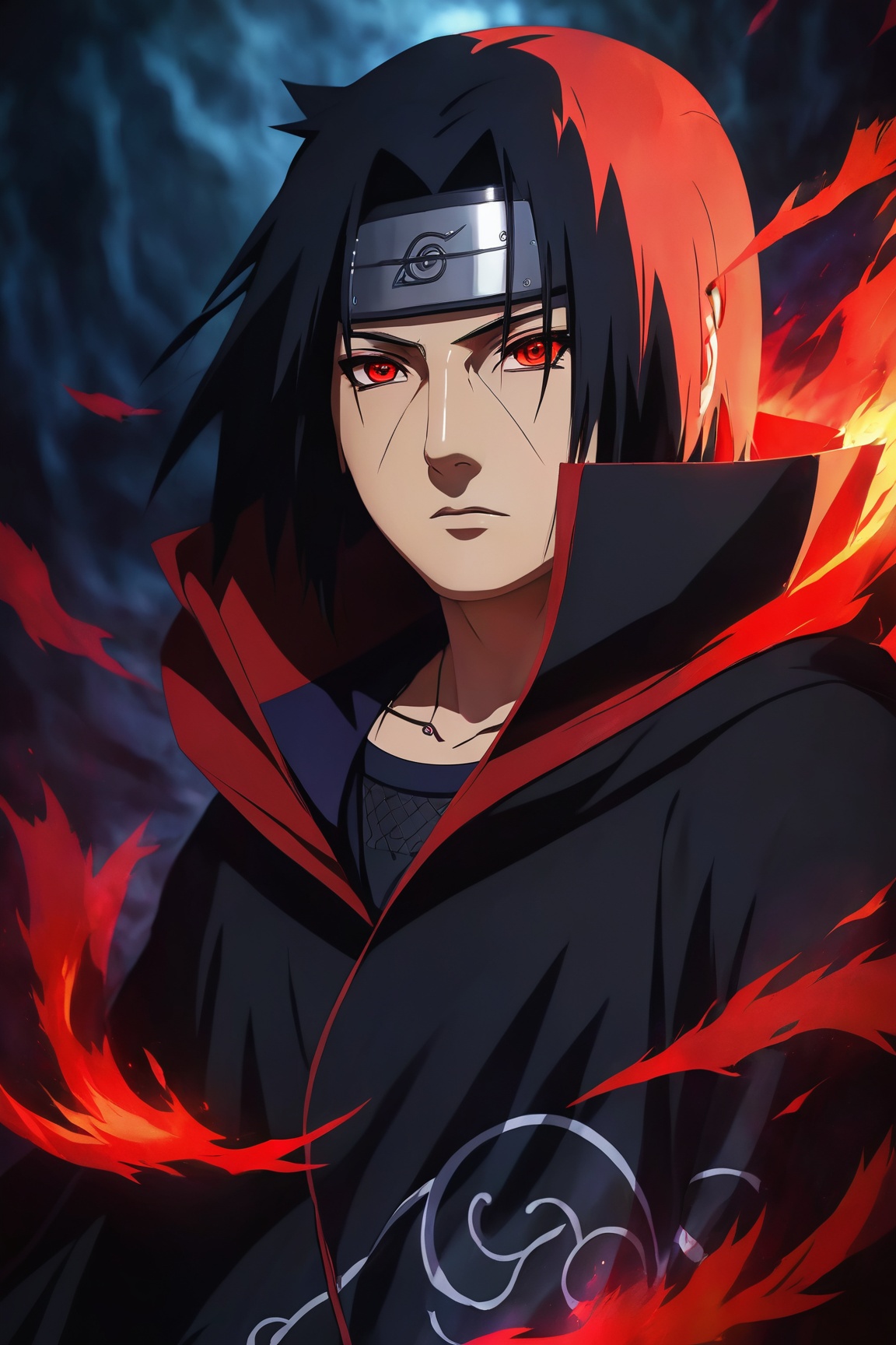 Itachi Uchiha,  detailed facial features,  Sharingan eyes by Ai Art Vision on Tensor.Art