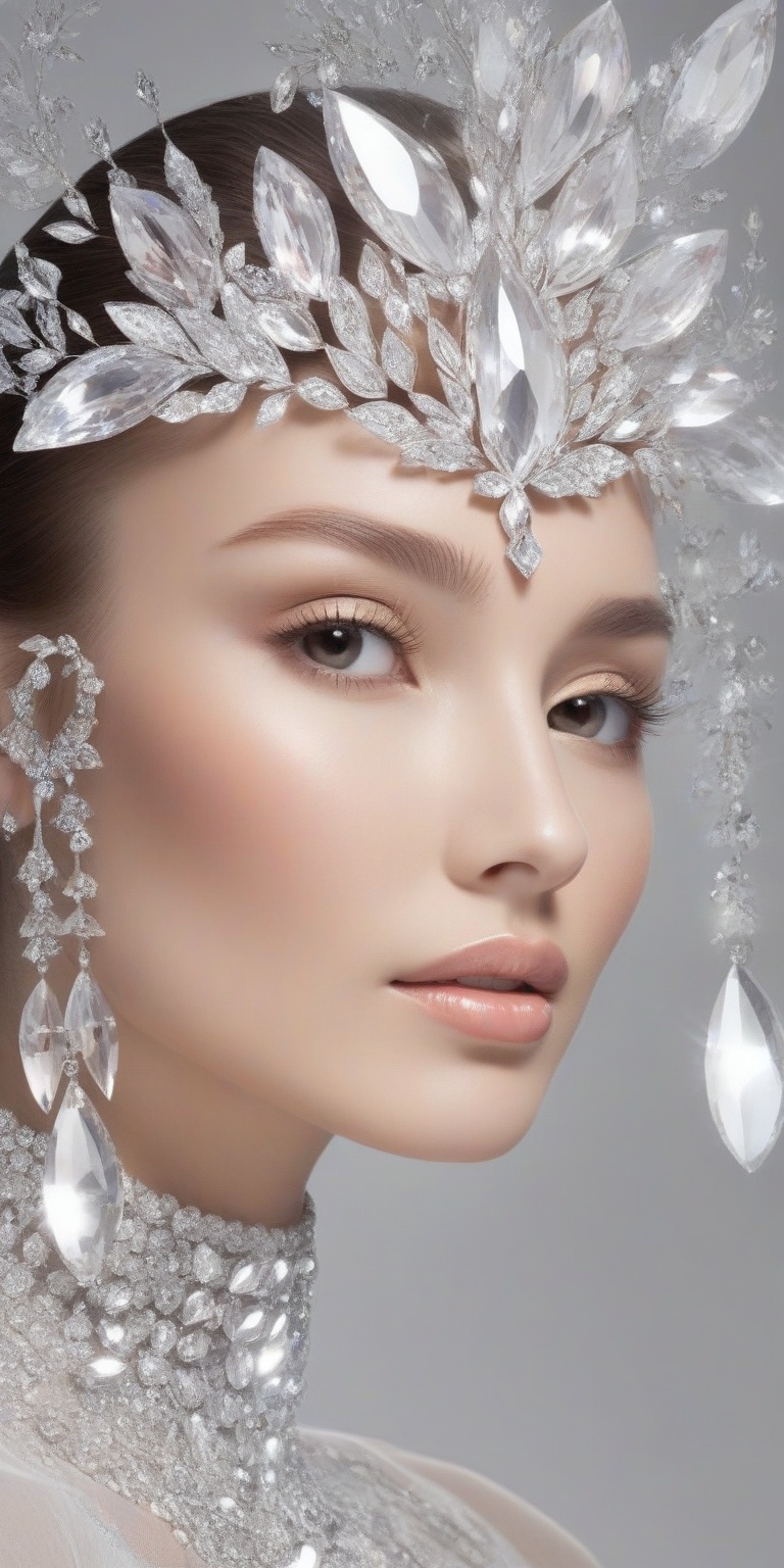 A woman of unparalleled beauty,  her features embody perfection,  and her skin radiates a seemingly infinite translucence...