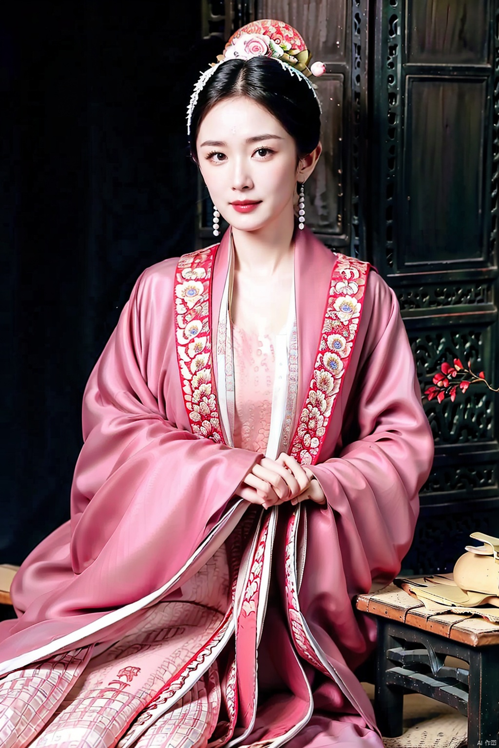 (global illumination, reality,ray tracing, HDR, unreal rendering, reasonable design, high detail, masterpiece,best quality, ultra high definition, movie lighting),
1girl,outdoor,looking_at_viewer,side_blunt_bangs,china_dress,chinese_style,big breasts,pose,solo,1girl,black hair,black eyes, , hanfu