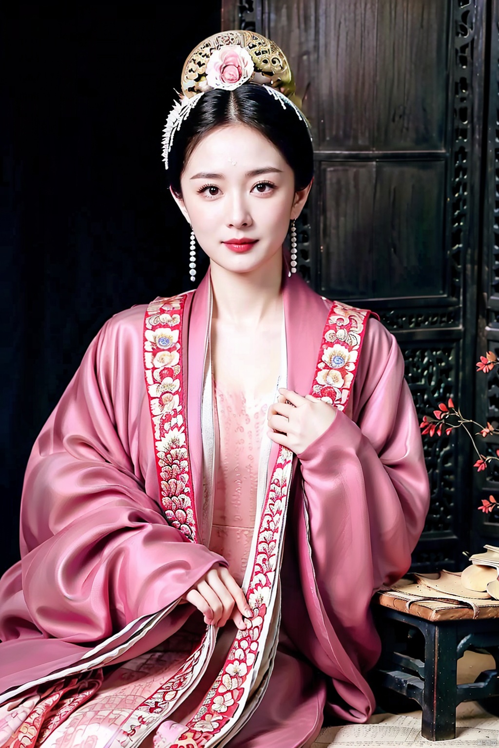 (global illumination, reality,ray tracing, HDR, unreal rendering, reasonable design, high detail, masterpiece,best quality, ultra high definition, movie lighting),
1girl,outdoor,looking_at_viewer,side_blunt_bangs,china_dress,chinese_style,big breasts,pose,solo,1girl,black hair,black eyes, , hanfu