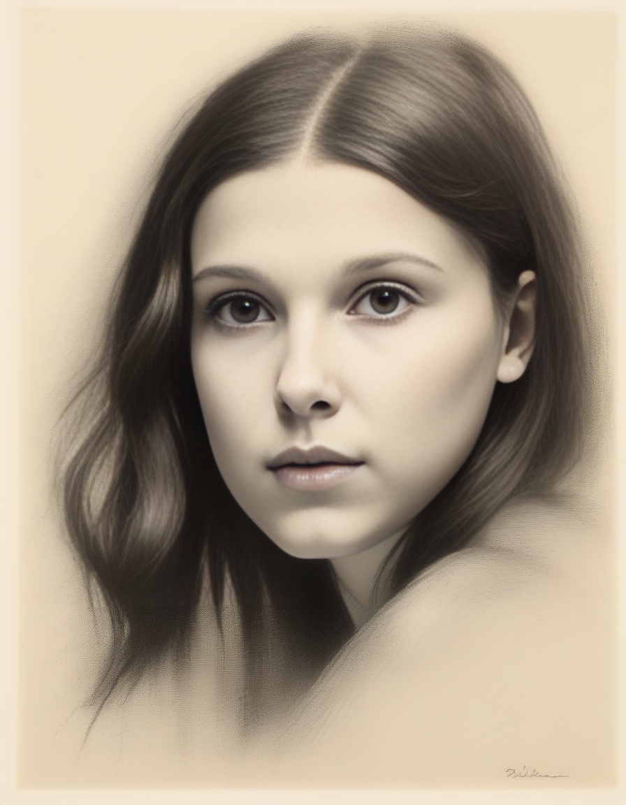 MillieBobbyBrown,  an expressionist charcoal sketch by Odilon Redon,  drawing on Tensor.Art