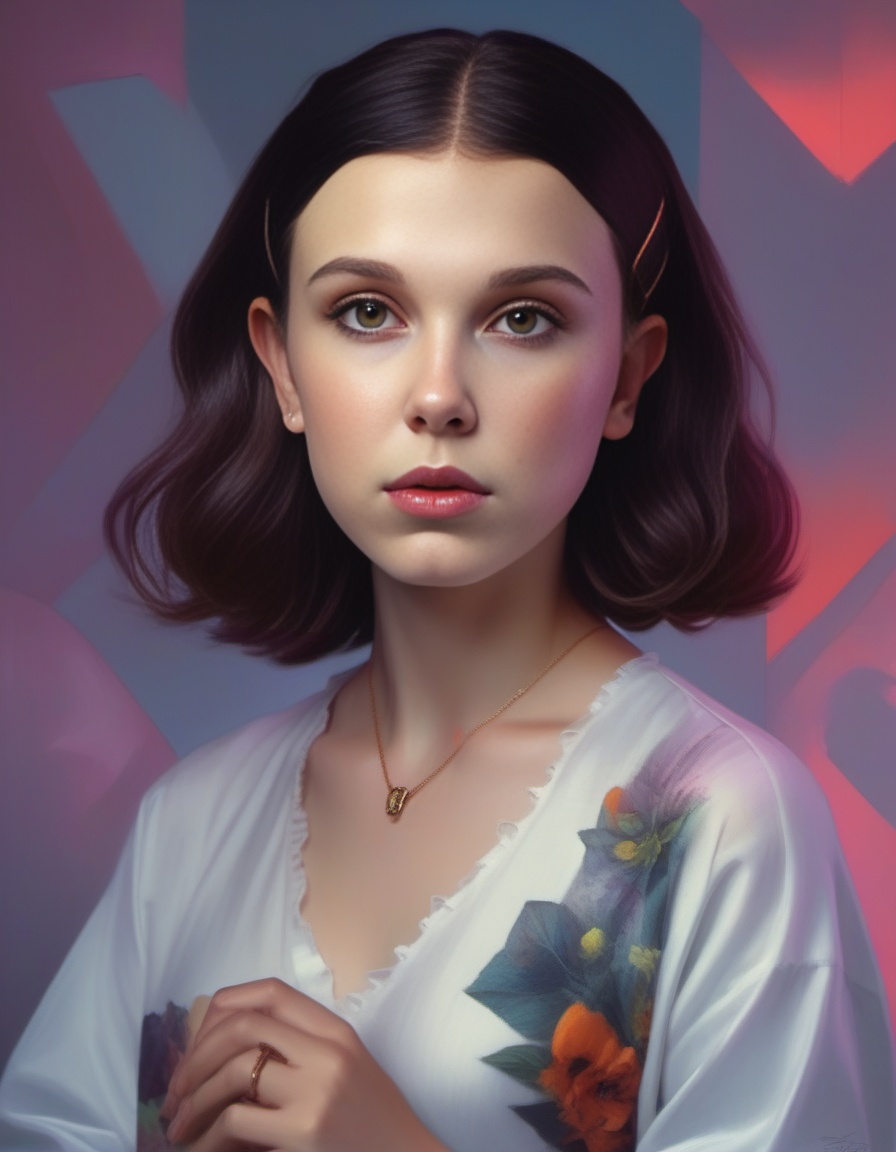 MillieBobbyBrown,  Your hopeful eyes saw only me highres highly detailed best quality UHD RTX by Ilya Kuvshinov Tom Bagsha...