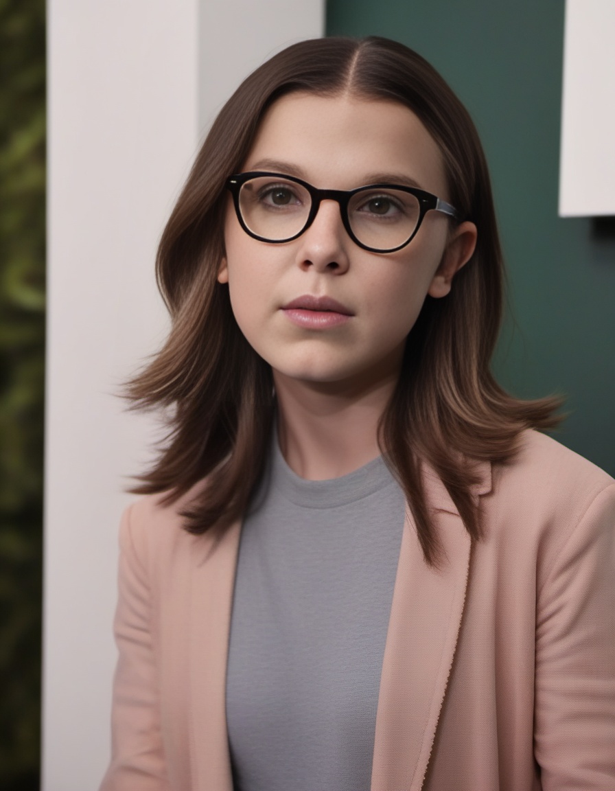 RAW photo,  as MillieBobbyBrown wearing glasses,  8k uhd on Tensor.Art