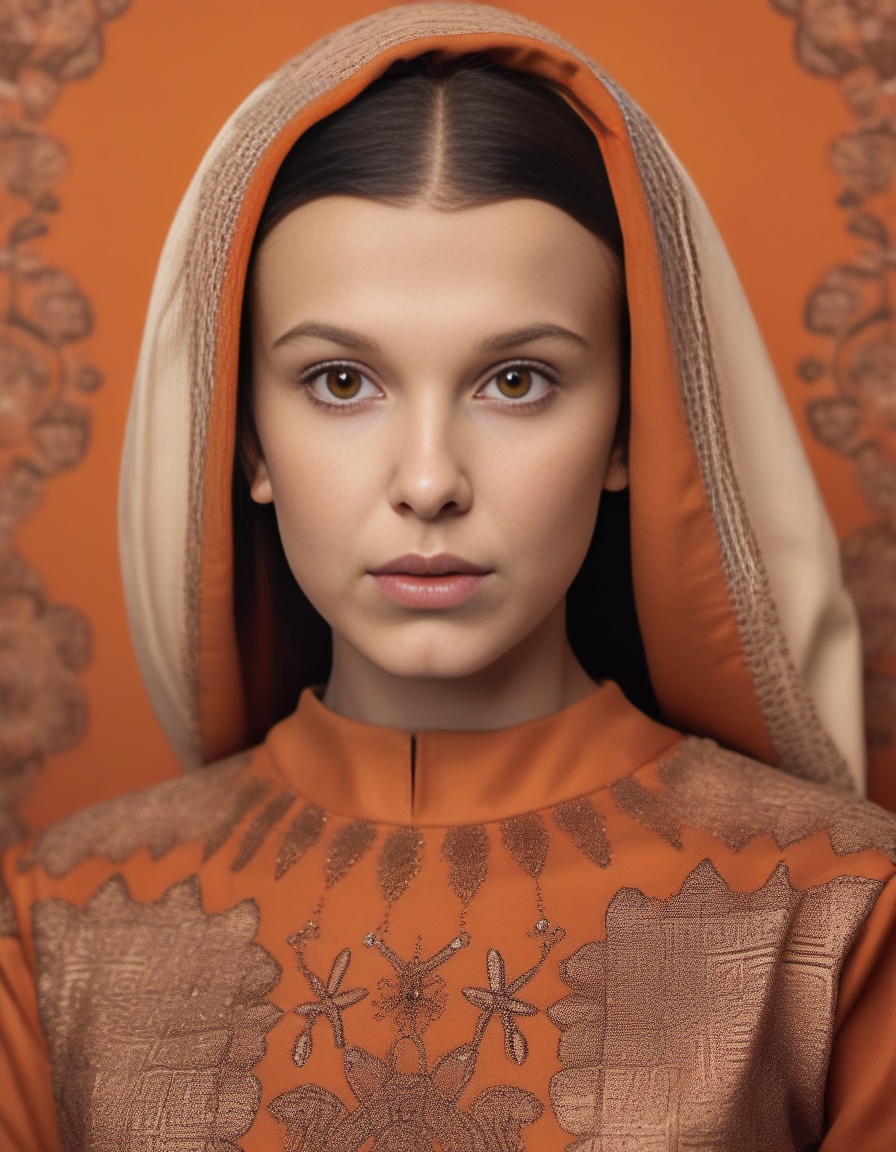 MillieBobbyBrown,  portrait,  intricate background on Tensor.Art
