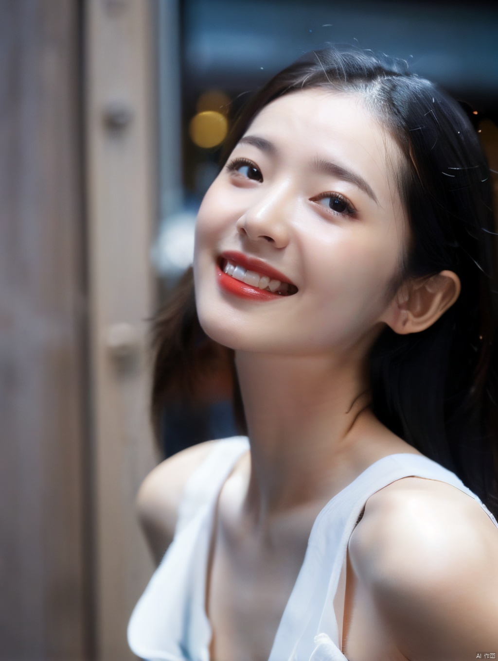  1girl,moyou,upper body,smile,laughing