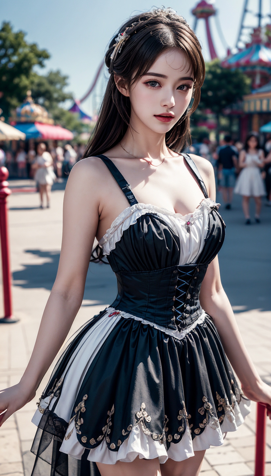 ultra detailed,  1girl,  amusement park in the background on Tensor.Art