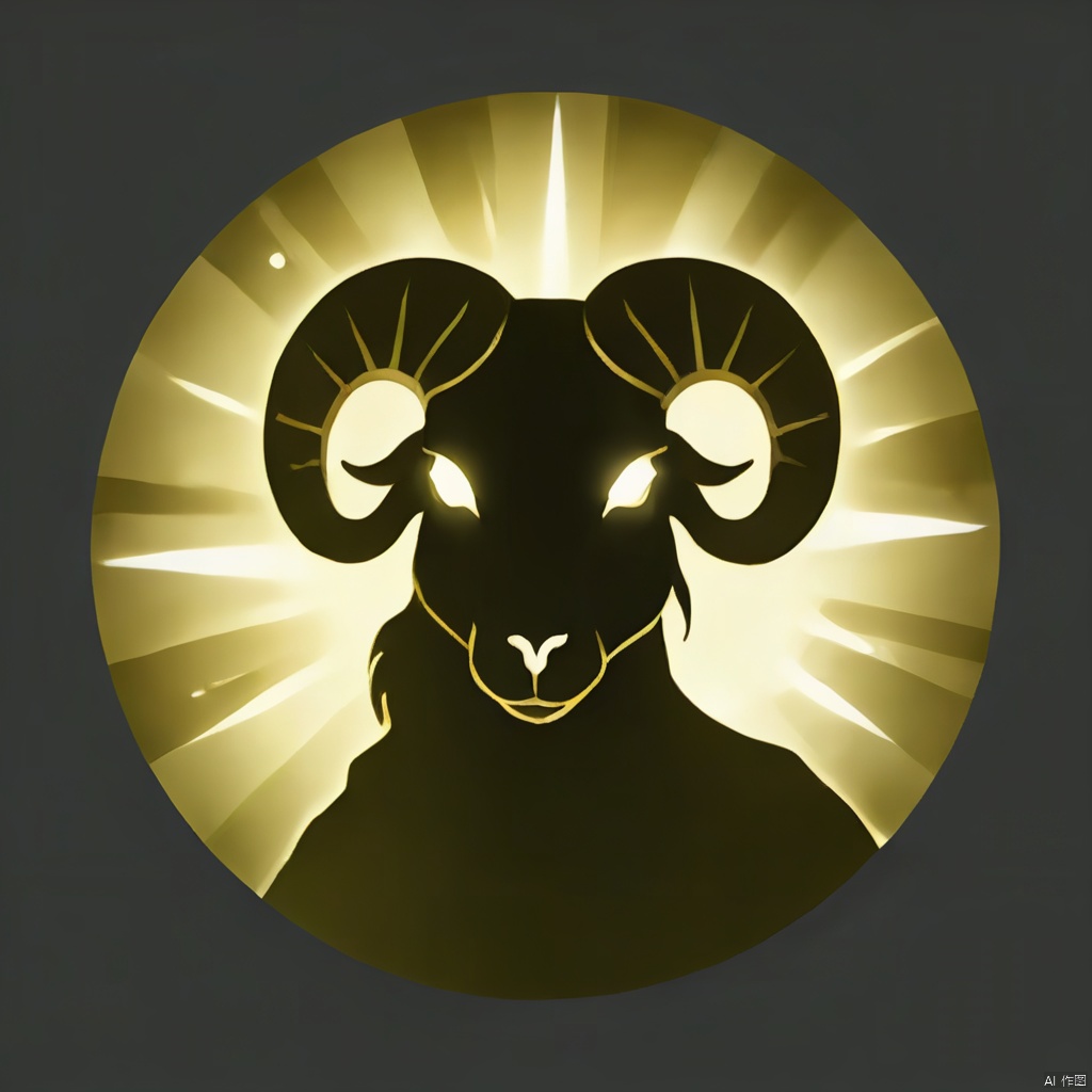 Ash, sheep's head silhouette, glowing