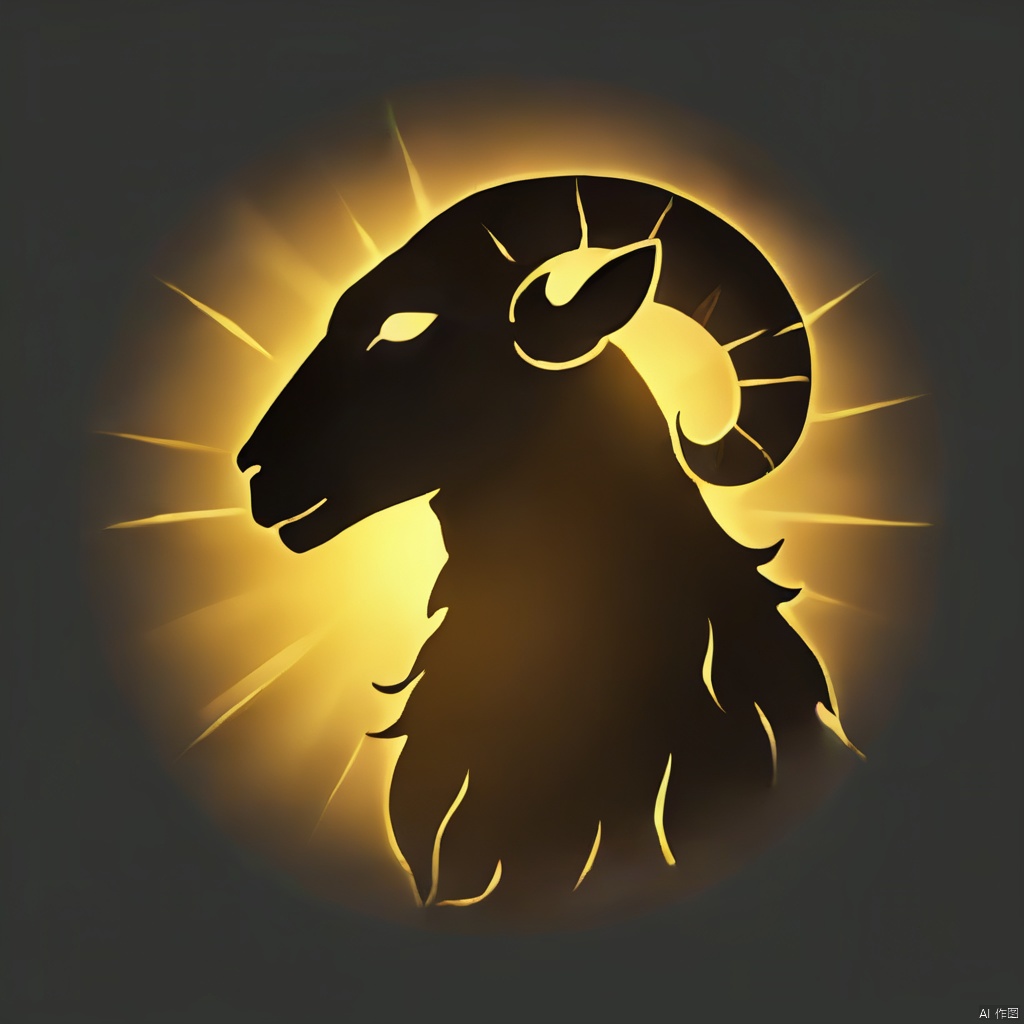 Ash, sheep's head silhouette, glowing
