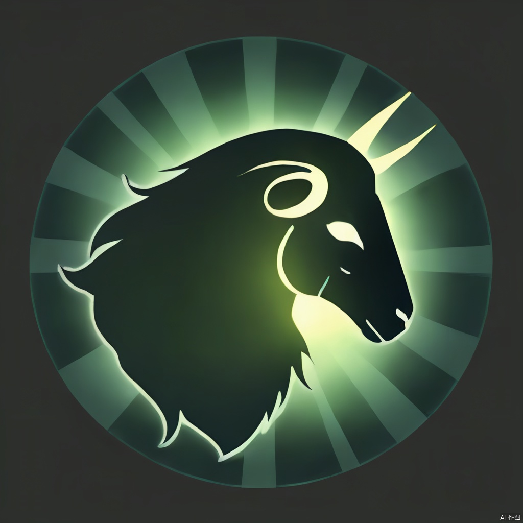 Ash, sheep's head silhouette, glowing