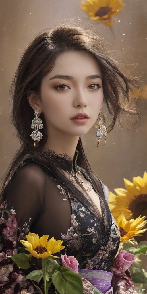  1girl,Han Chinese girls,purple Hanfu,,full body,feathers,floating object,floating weapon,chinese clothes,large breasts,sunflower,jewelry, earrings,lips, makeup, portrait, eyeshadow, realistic, nose,{{best quality}}, {{masterpiece}}, {{ultra-detailed}}, {illustration}, {detailed light}, {an extremely delicate and beautiful}, a girl, {beautiful detailed eyes}, stars in the eyes, messy floating hair, colored inner hair, Starry sky adorns hair, depth of field, large breasts,cleavage,blurry, no humans, traditional media, gem, crystal, still life, Dance,movements, All the Colours of the Rainbow,zj,
simple background, shiny, blurry, no humans, depth of field, black background, gem, crystal, realistic, red gemstone, still life,