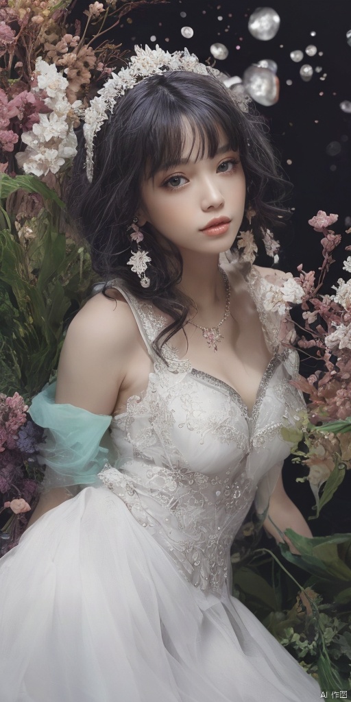  (1girl:1.2),Chinese girls,stars in the eyes,(pure girl:1.1),(white dress:1.1),(full body:0.6),There are many scattered luminous petals,bubble,contour deepening,(white_background:1.1),cinematic angle,,underwater,adhesion,green long upper shan, 21yo girl,jewelry, earrings,lips, makeup, portrait, eyeshadow, realistic, nose,{{best quality}}, {{masterpiece}}, {{ultra-detailed}}, {illustration}, {detailed light}, {an extremely delicate and beautiful}, a girl, {beautiful detailed eyes}, stars in the eyes, messy floating hair, colored inner hair, Starry sky adorns hair, depth of field, large breasts,cleavage,blurry, no humans, traditional media, gem, crystal, still life, Dance,movements, All the Colours of the Rainbow,zj,
simple background, shiny, blurry, no humans, depth of field, black background, gem, crystal, realistic, red gemstone, still life,
, jewels
 1girl,Fairyland Collection Dark Fairy Witch Spirit Forest with Magic Ball On Crystal Stone Figurine,