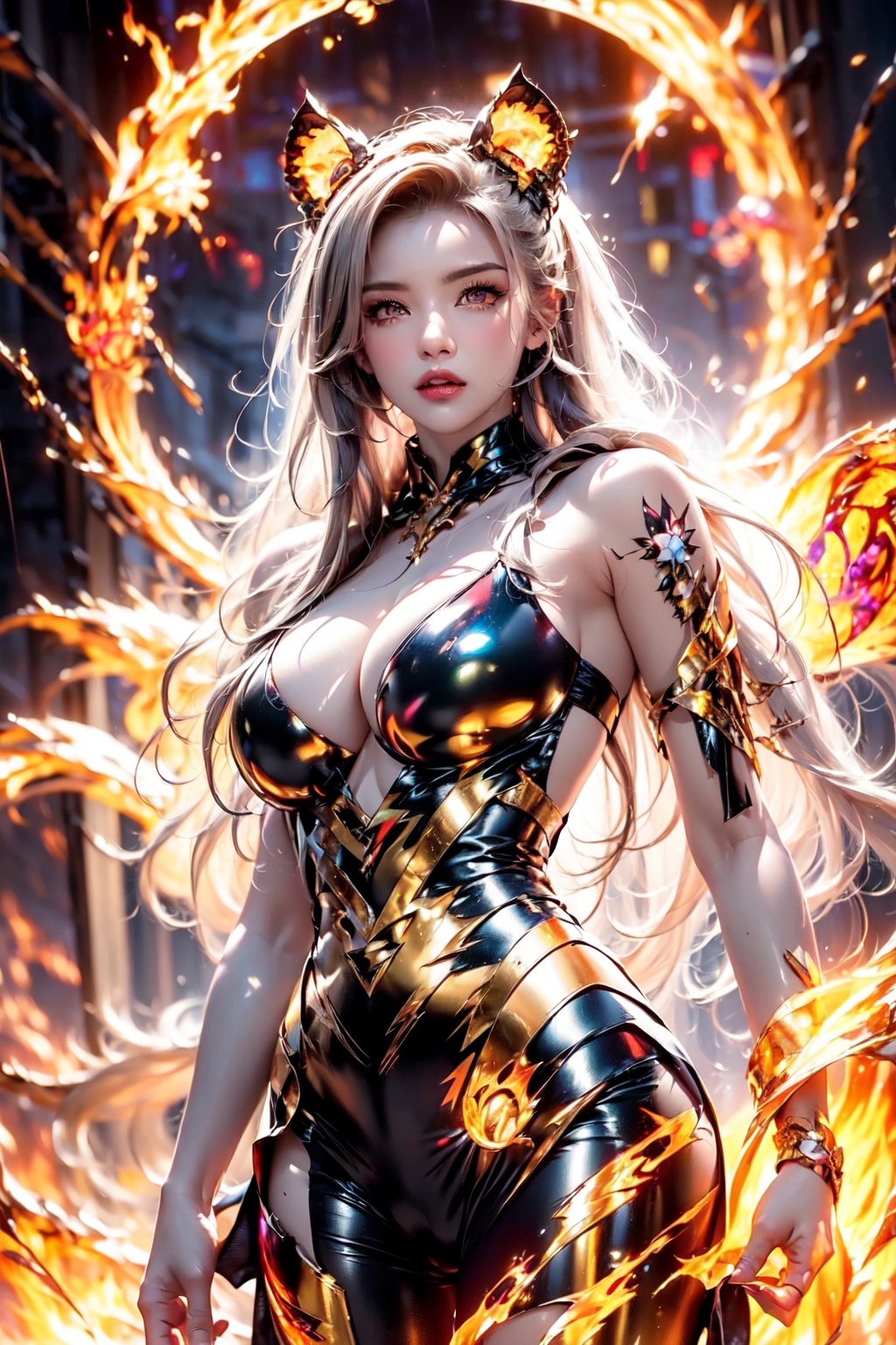 tiger,  glowing eyes,  fire eye on Tensor.Art