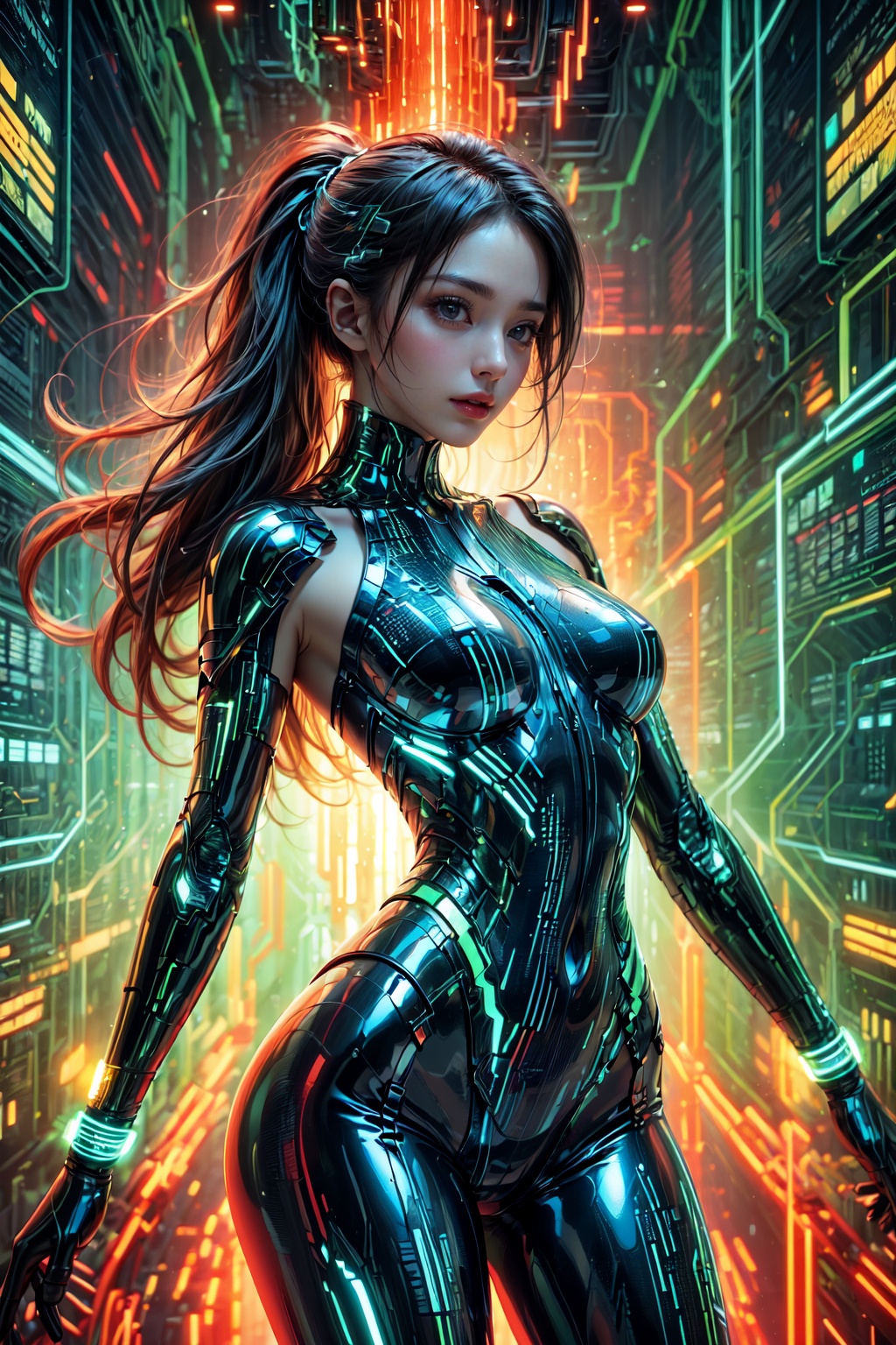 High quality,  8K Ultra HD,  vibrant canvas with colorful binary code cascade on Tensor.Art