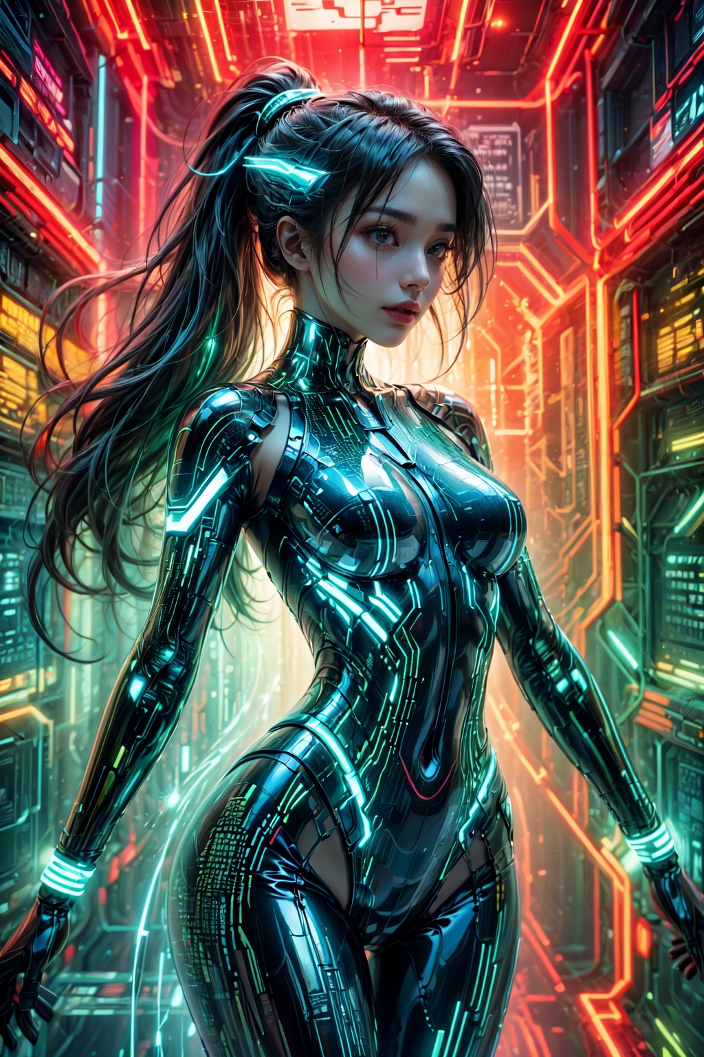 High quality,  8K Ultra HD,  vibrant canvas with colorful binary code cascade on Tensor.Art