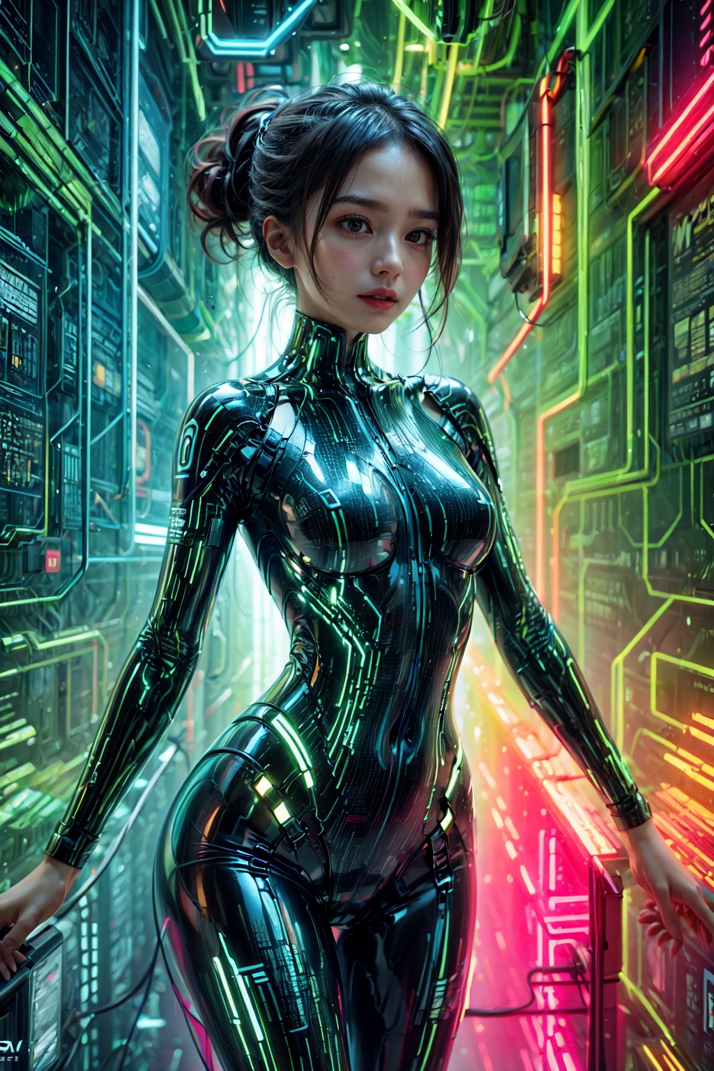 High quality,  8K Ultra HD,  vibrant canvas with colorful binary code cascade on Tensor.Art