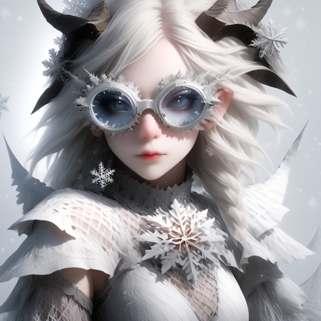 1 girl,  (masterful),  albino demon girl with lethargic sleepy smokey eyes on Tensor.Art