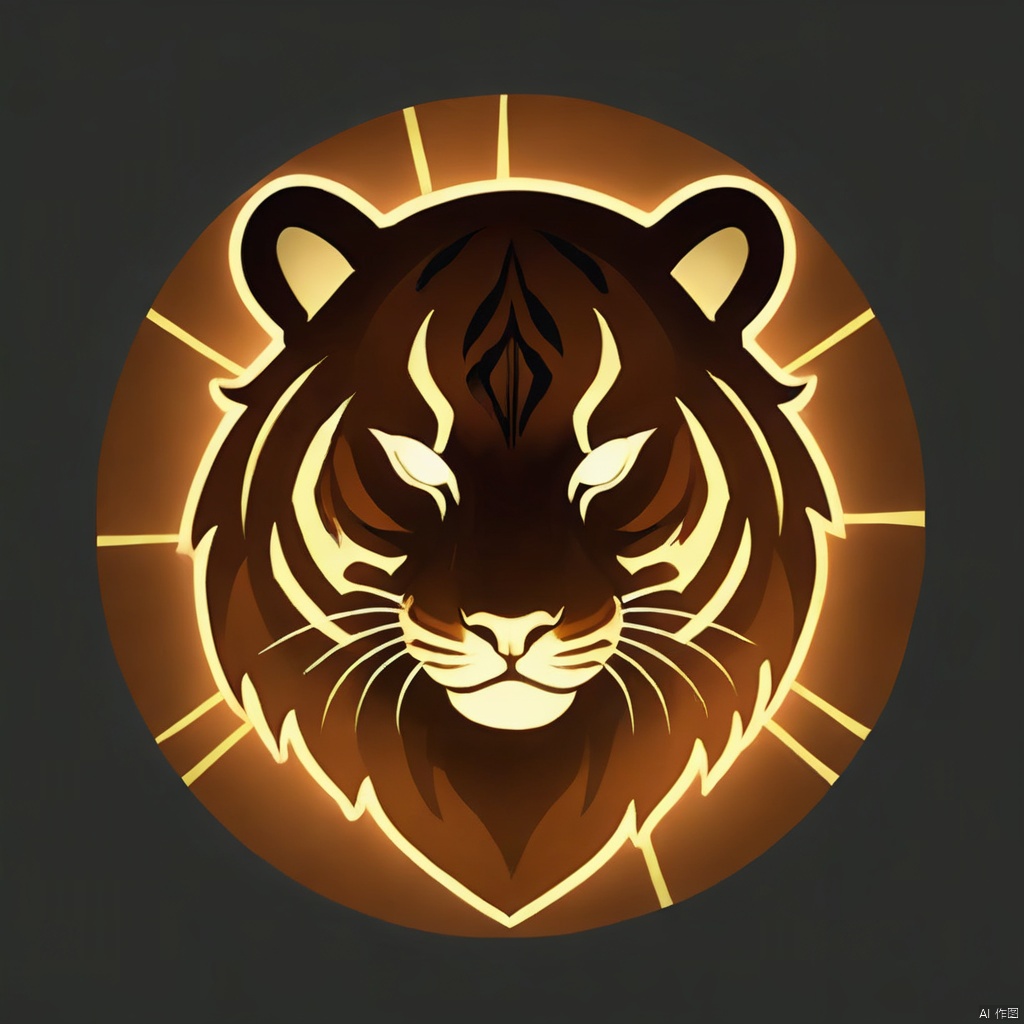  Ash,Glowing Tiger Head Silhouette